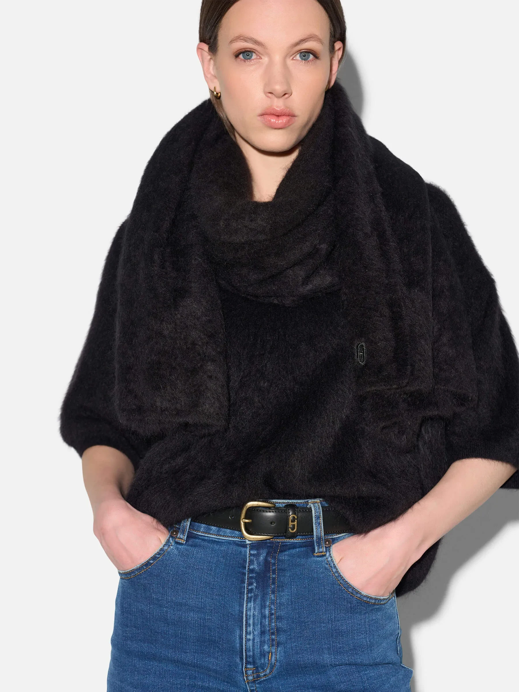 Brushed Cashmere Dames Sjaal Santos Zwart