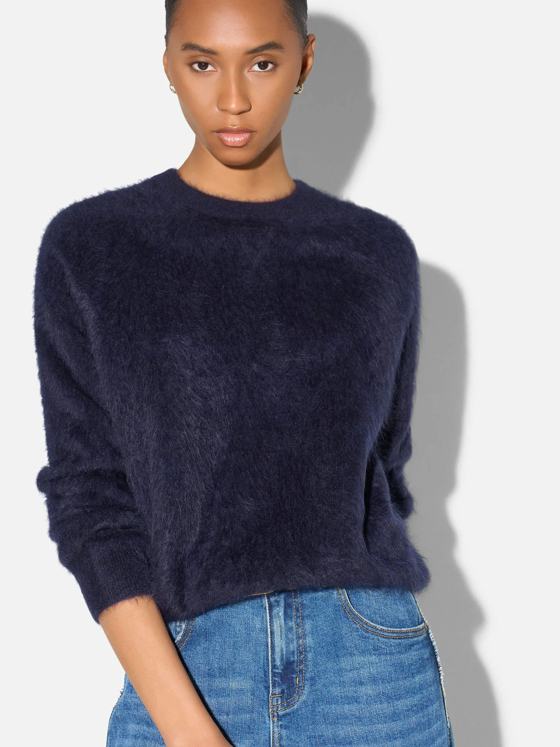 Brushed Cashmere Dames Trui Ronde Hals Lewis Blauw