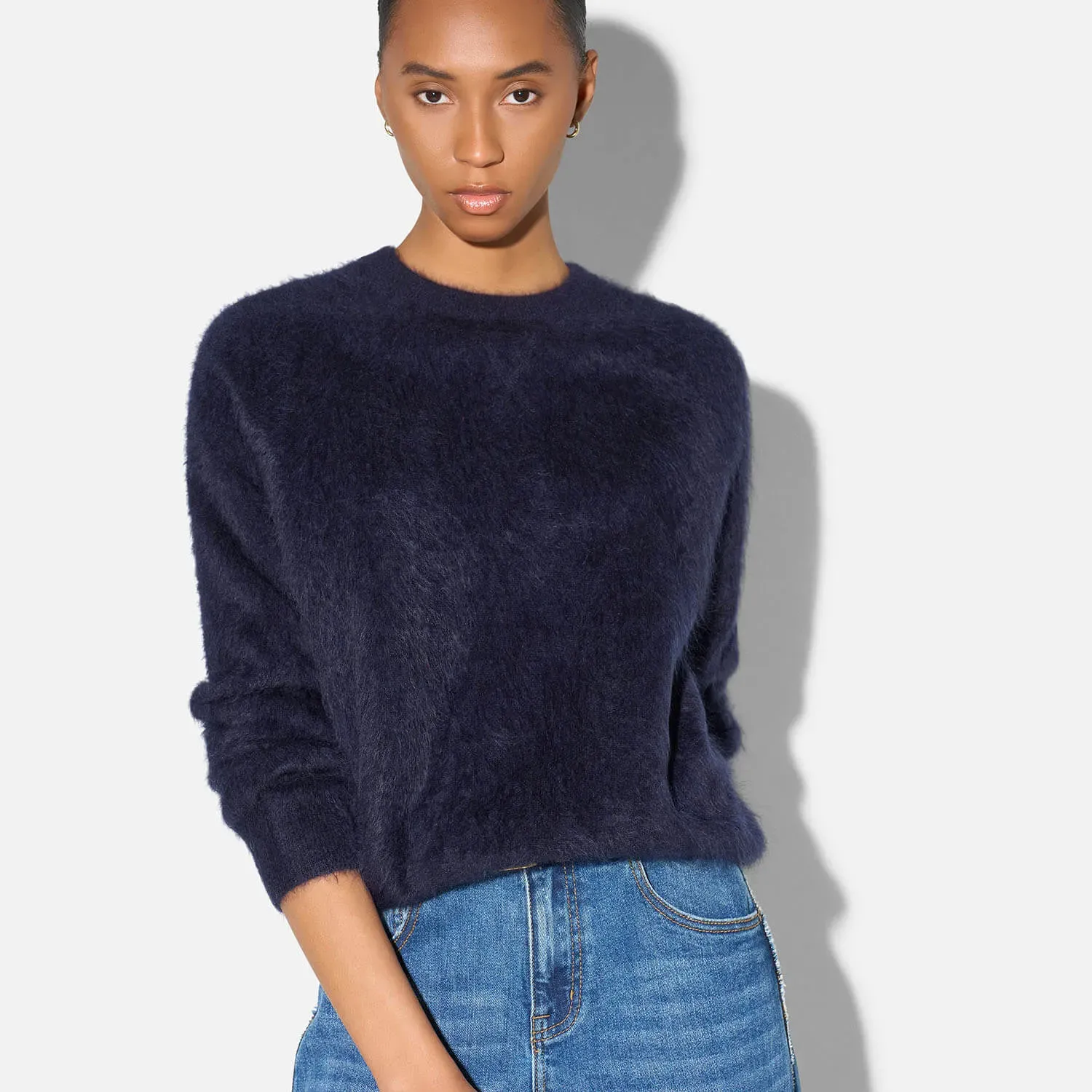 Brushed Cashmere Dames Trui Ronde Hals Lewis Blauw