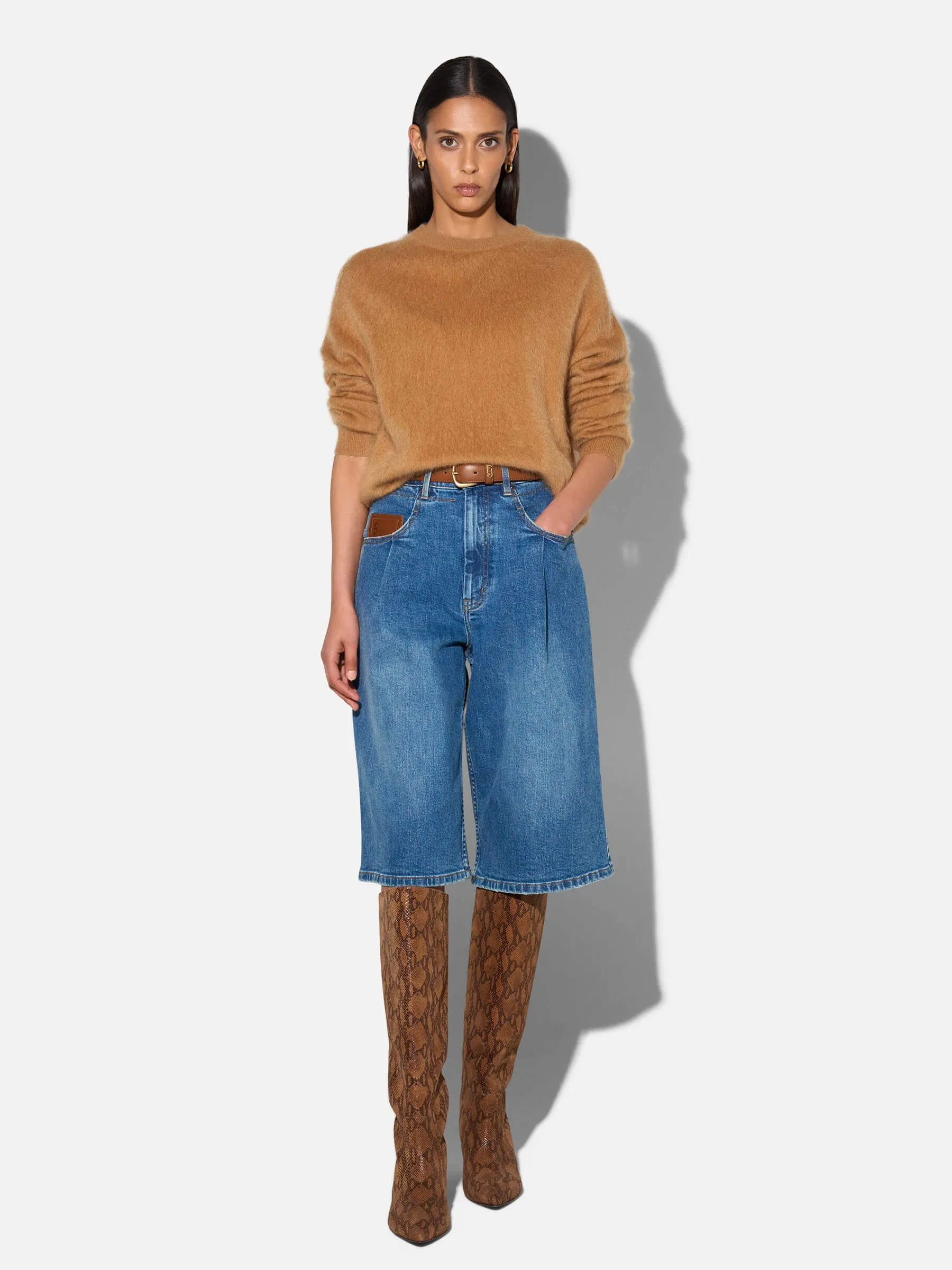 Brushed Cashmere Dames Trui Ronde Hals Lewis Camel