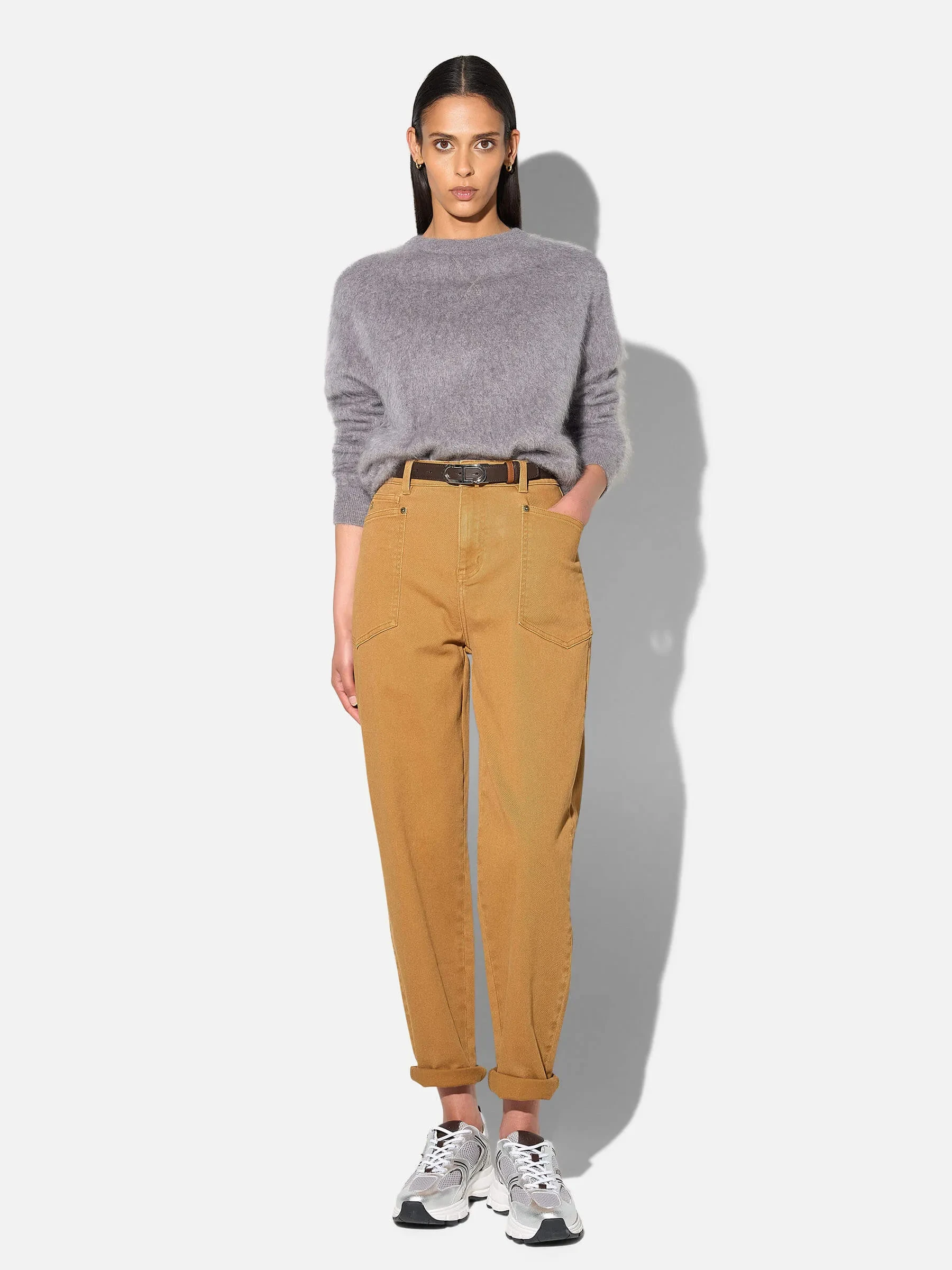Brushed Cashmere Dames Trui Ronde Hals Lewis Grijs