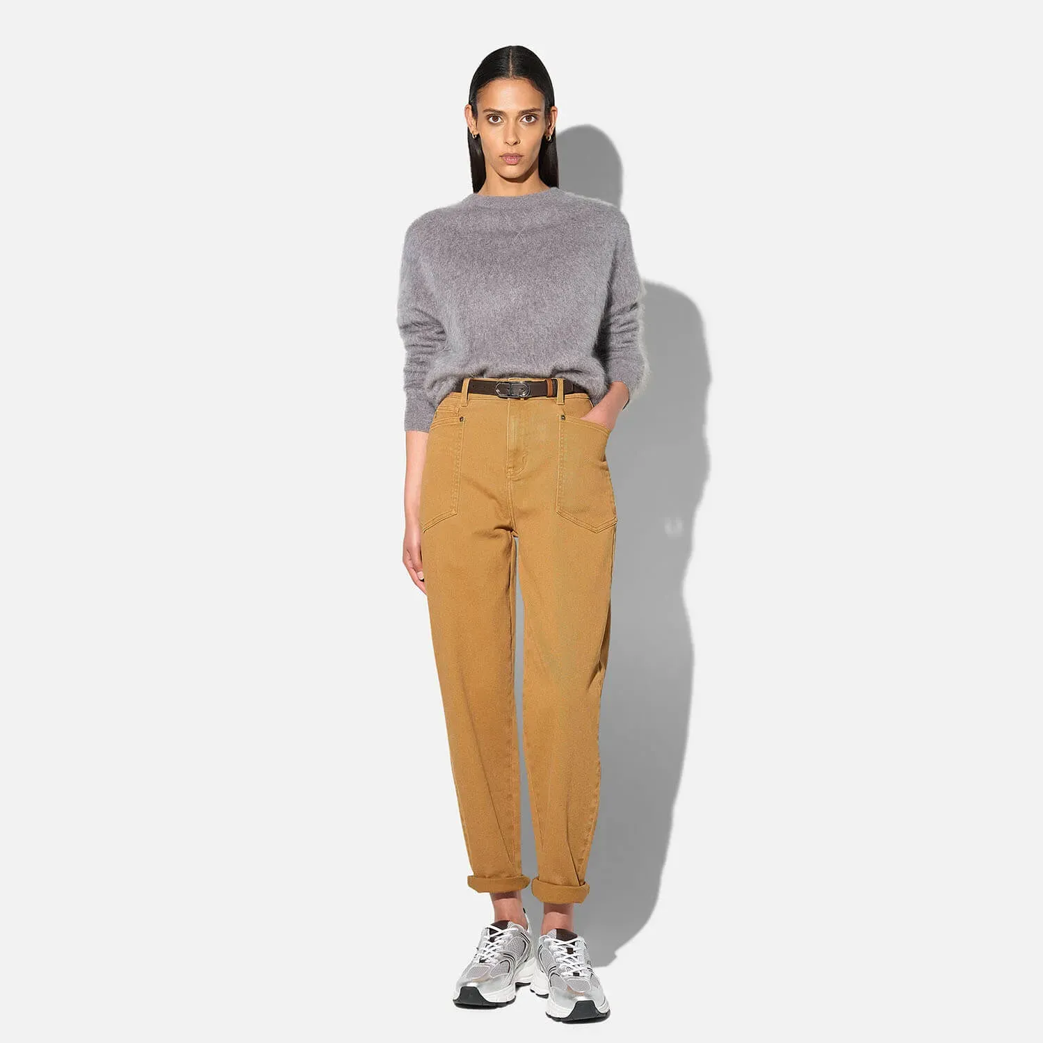 Brushed Cashmere Dames Trui Ronde Hals Lewis Grijs