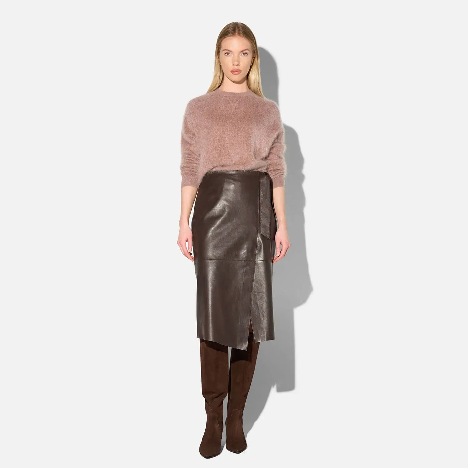 Brushed Cashmere Dames Trui Ronde Hals Lewis Taupe