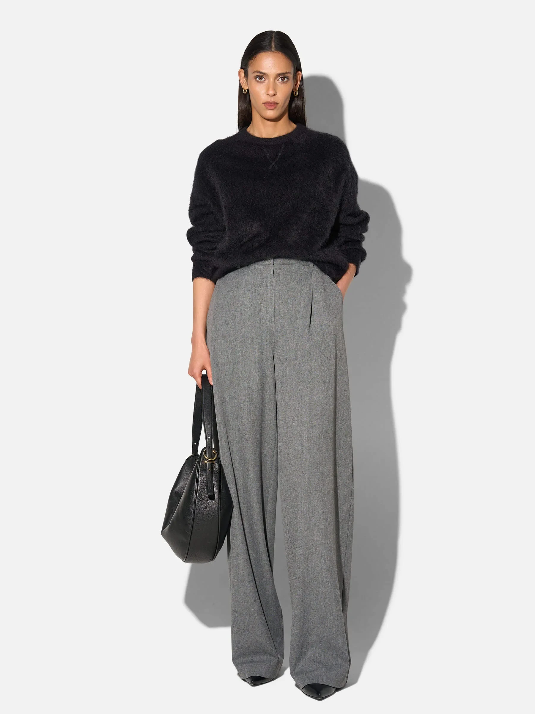 Brushed Cashmere Dames Trui Ronde Hals Lewis Zwart