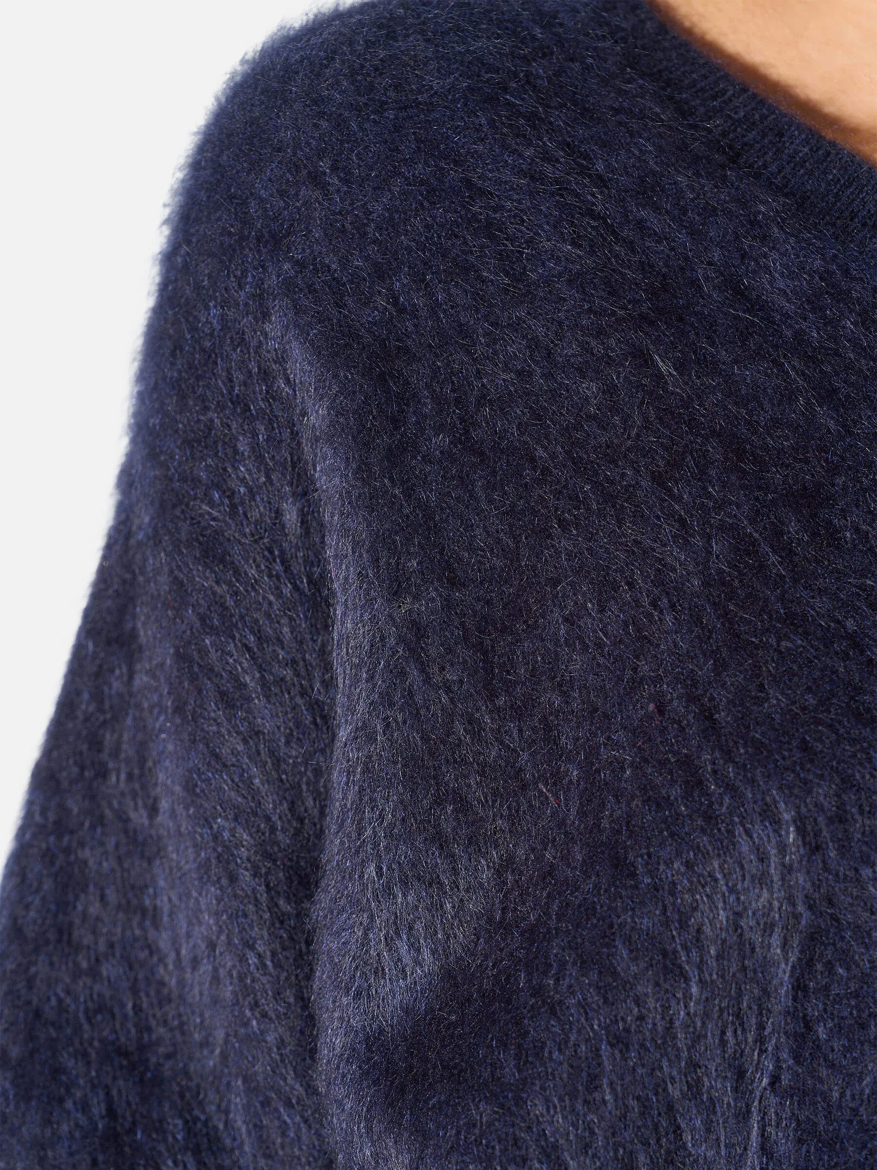 Brushed Cashmere Dames Trui V Hals Romeo Blauw