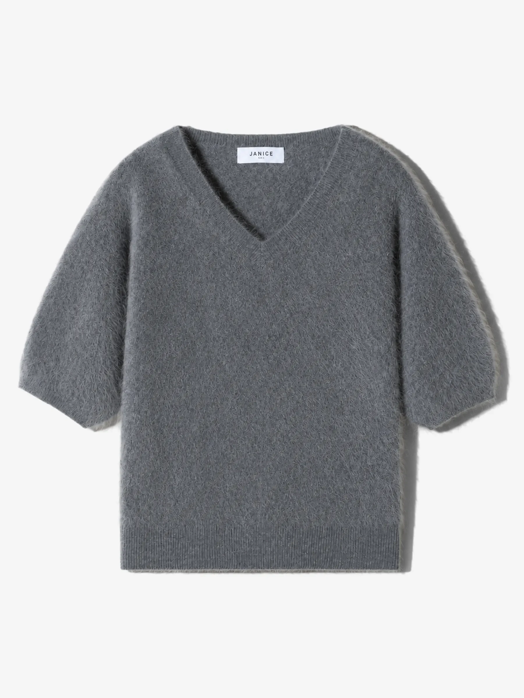 Brushed Cashmere Dames Trui V Hals Romeo Grijs
