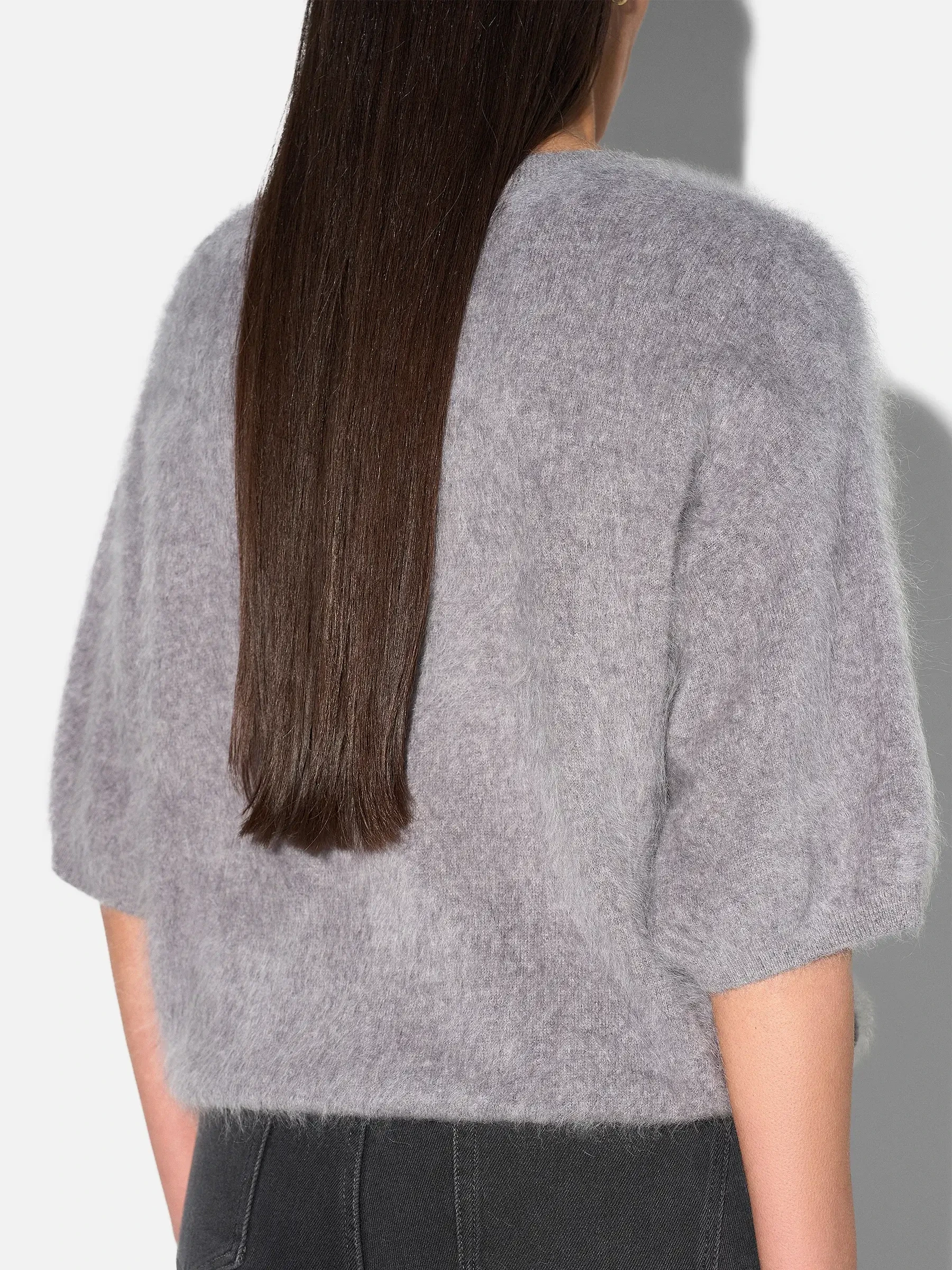 Brushed Cashmere Dames Trui V Hals Romeo Grijs