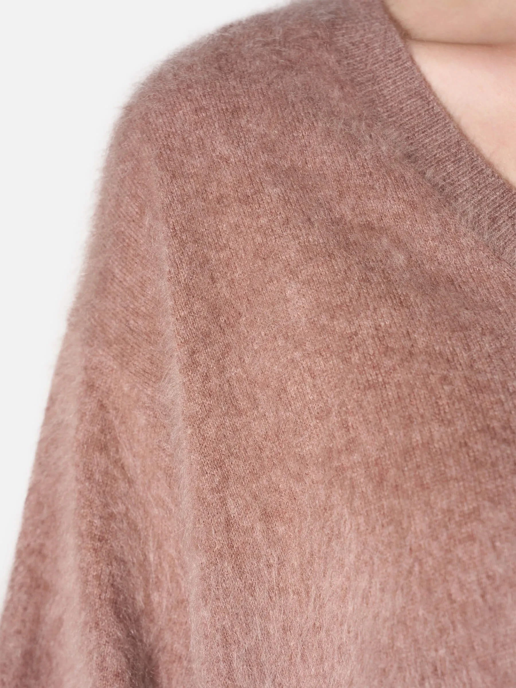 Brushed Cashmere Dames Trui V Hals Romeo Taupe