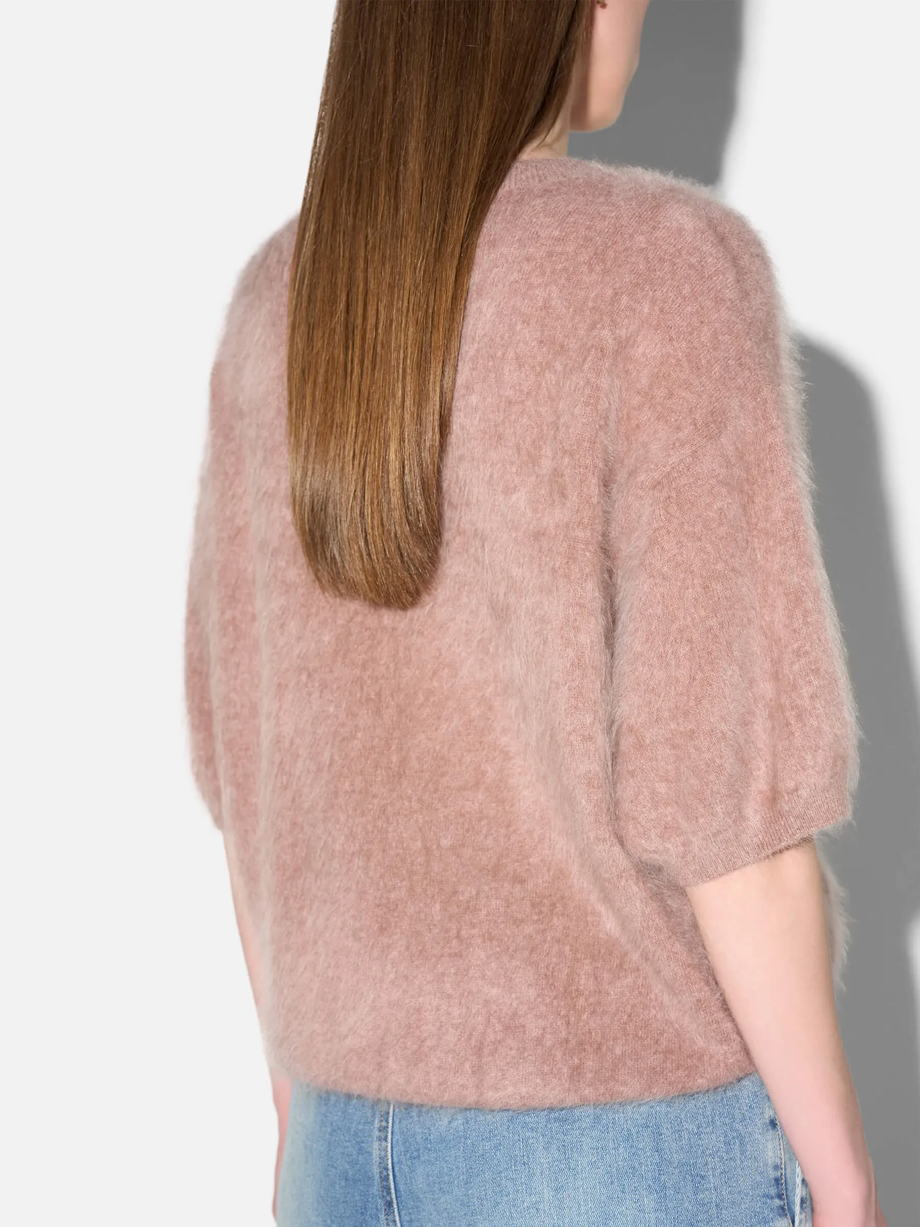 Brushed Cashmere Dames Trui V Hals Romeo Taupe