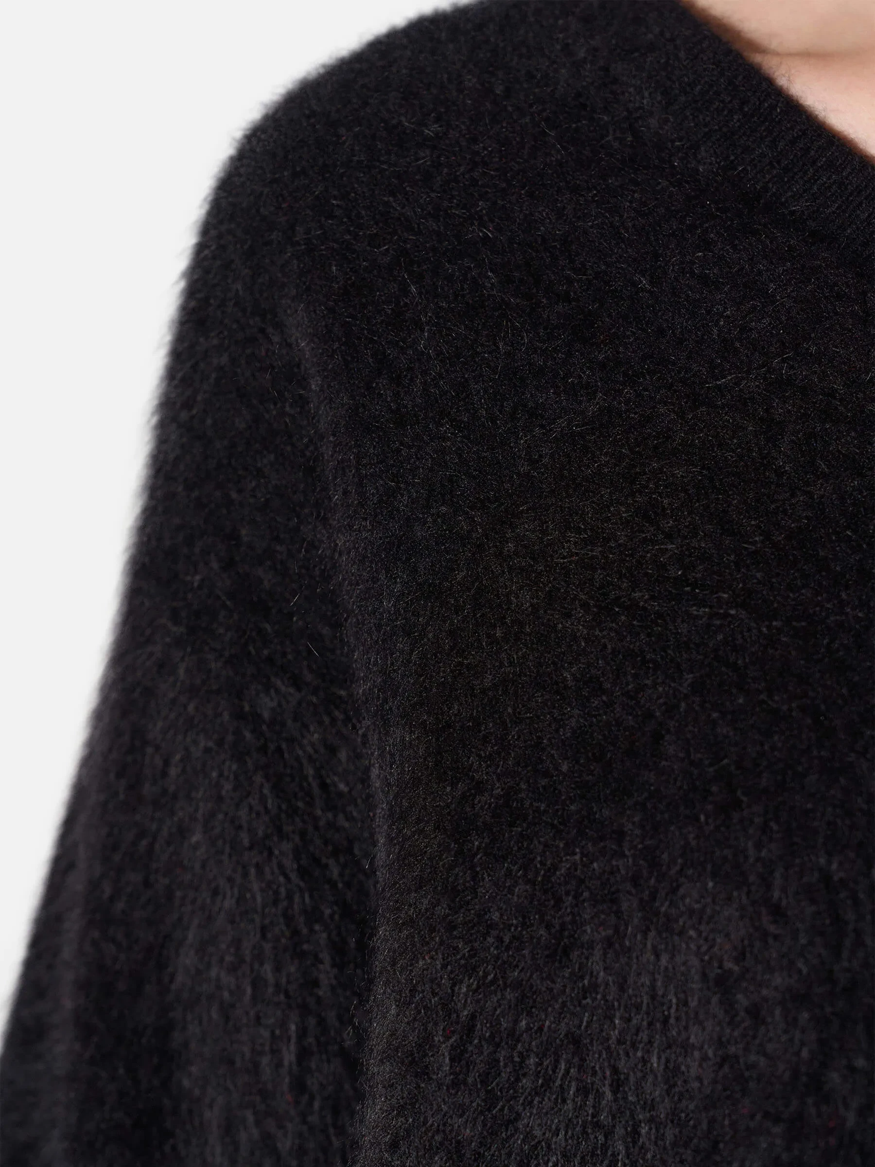 Brushed Cashmere Dames Trui V Hals Romeo Zwart