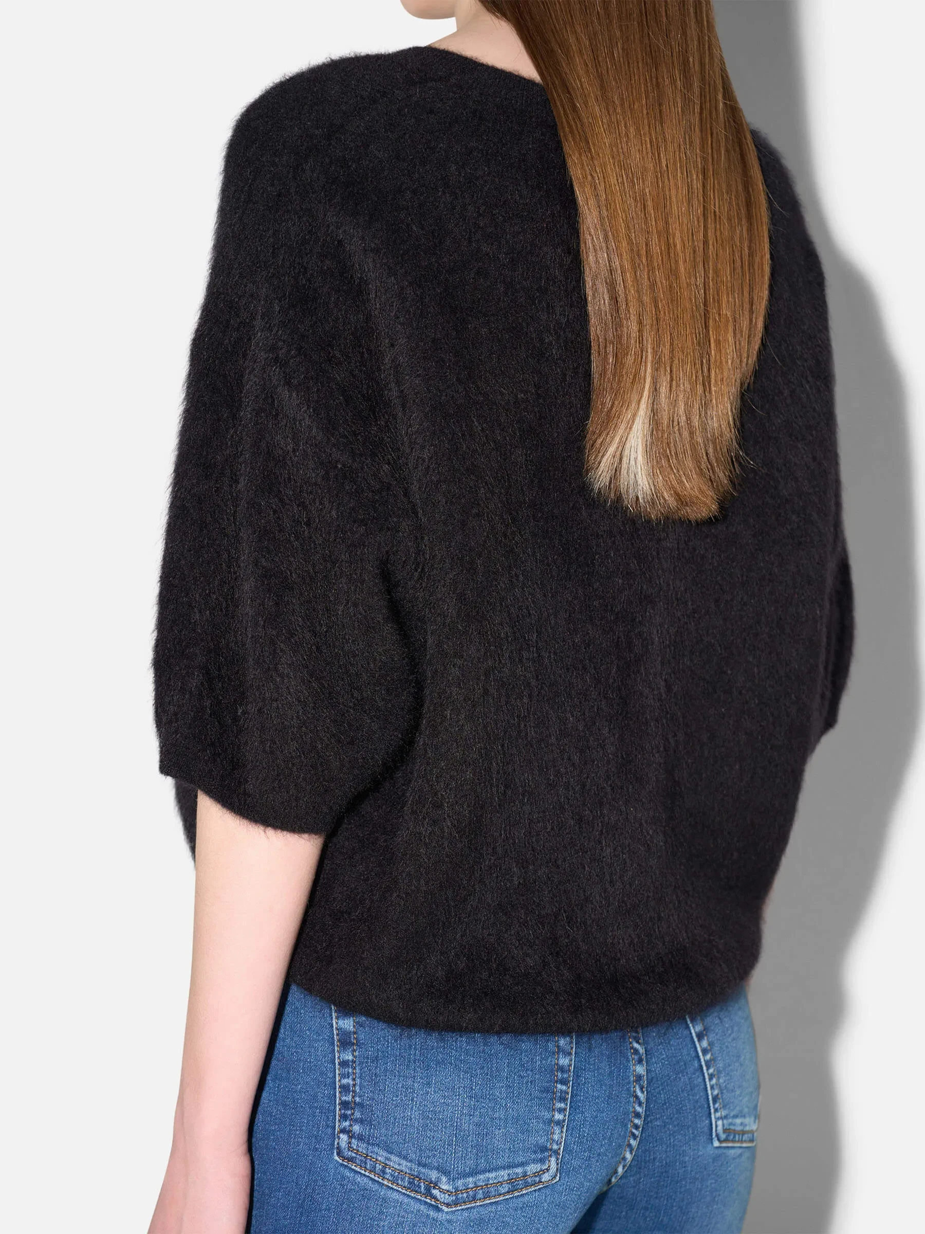 Brushed Cashmere Dames Trui V Hals Romeo Zwart