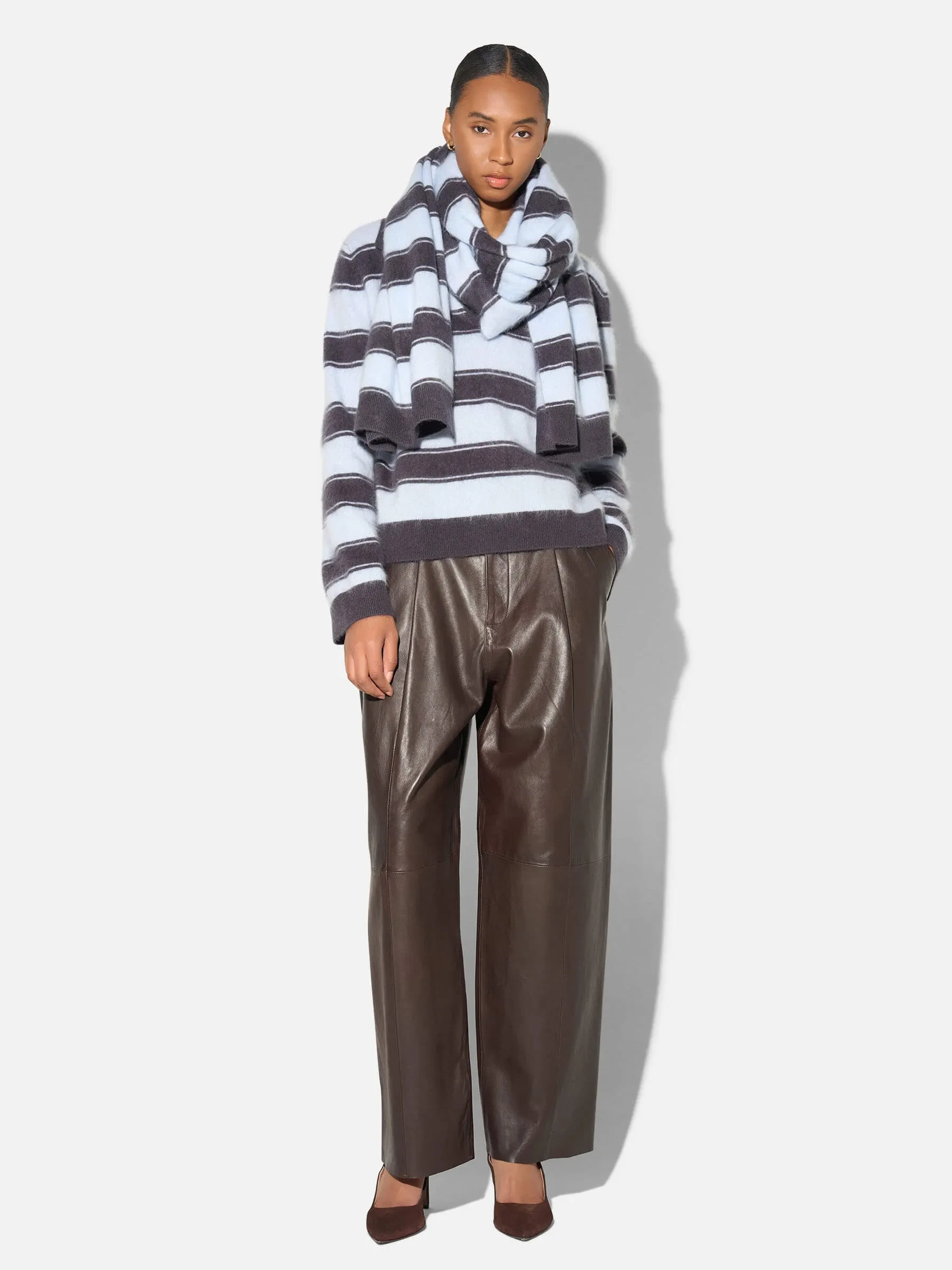 Brushed Merino Wol Dames Sjaal Santos Blauw Grijs