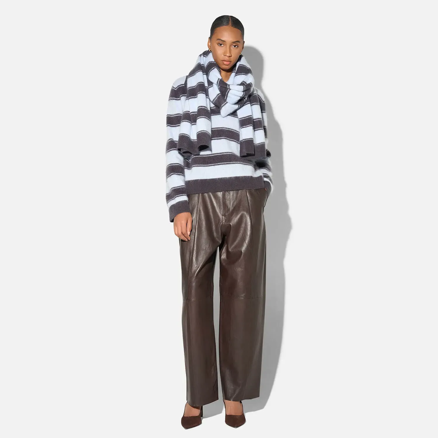 Brushed Merino Wol Dames Sjaal Santos Blauw Grijs