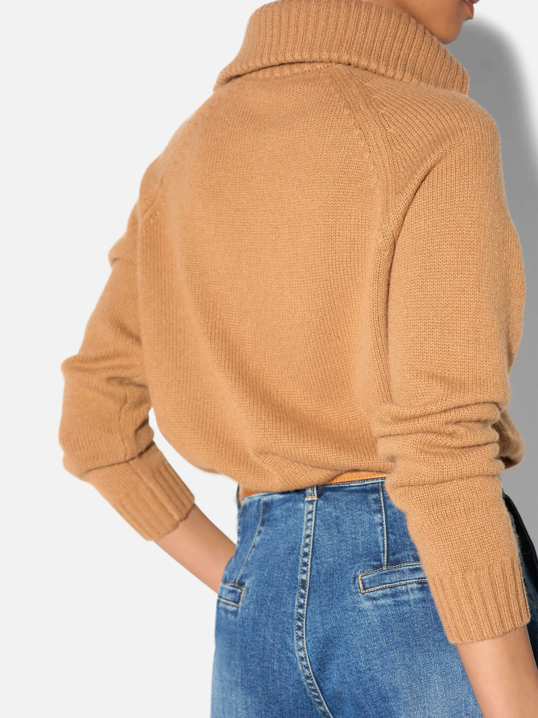 Camel Cashmere Dames Trui Rits Yonas