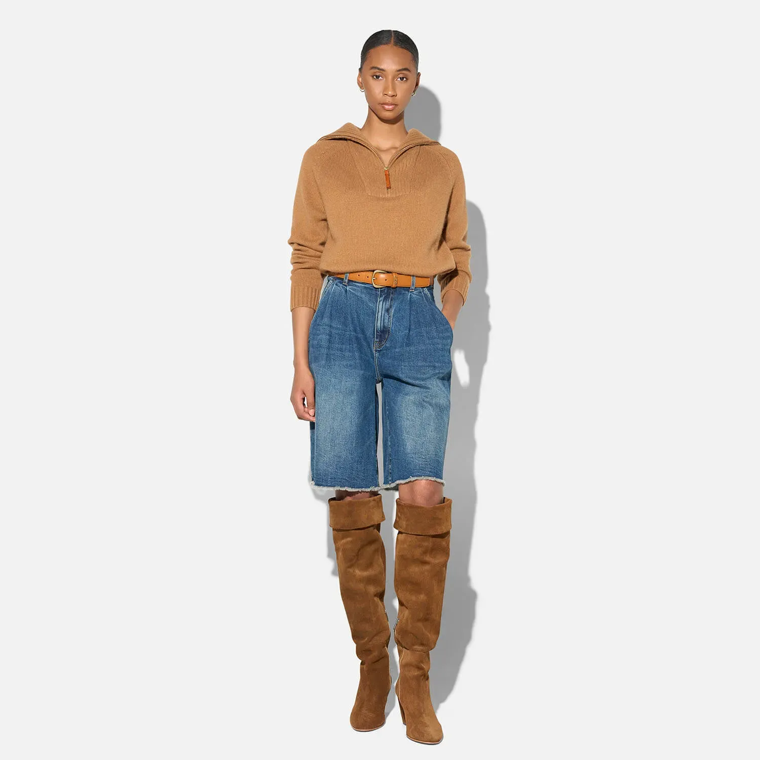 Camel Cashmere Dames Trui Rits Yonas
