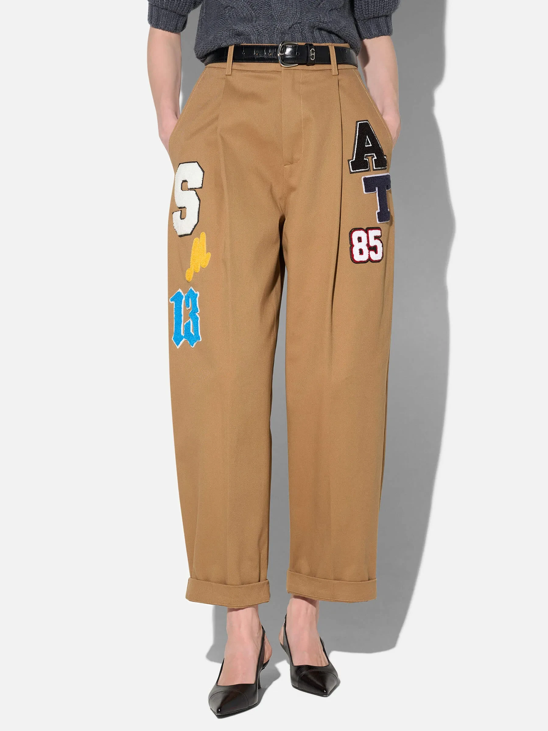 Camel Katoenen Paperbag Broek Steekzakken Patches Barrel Balti