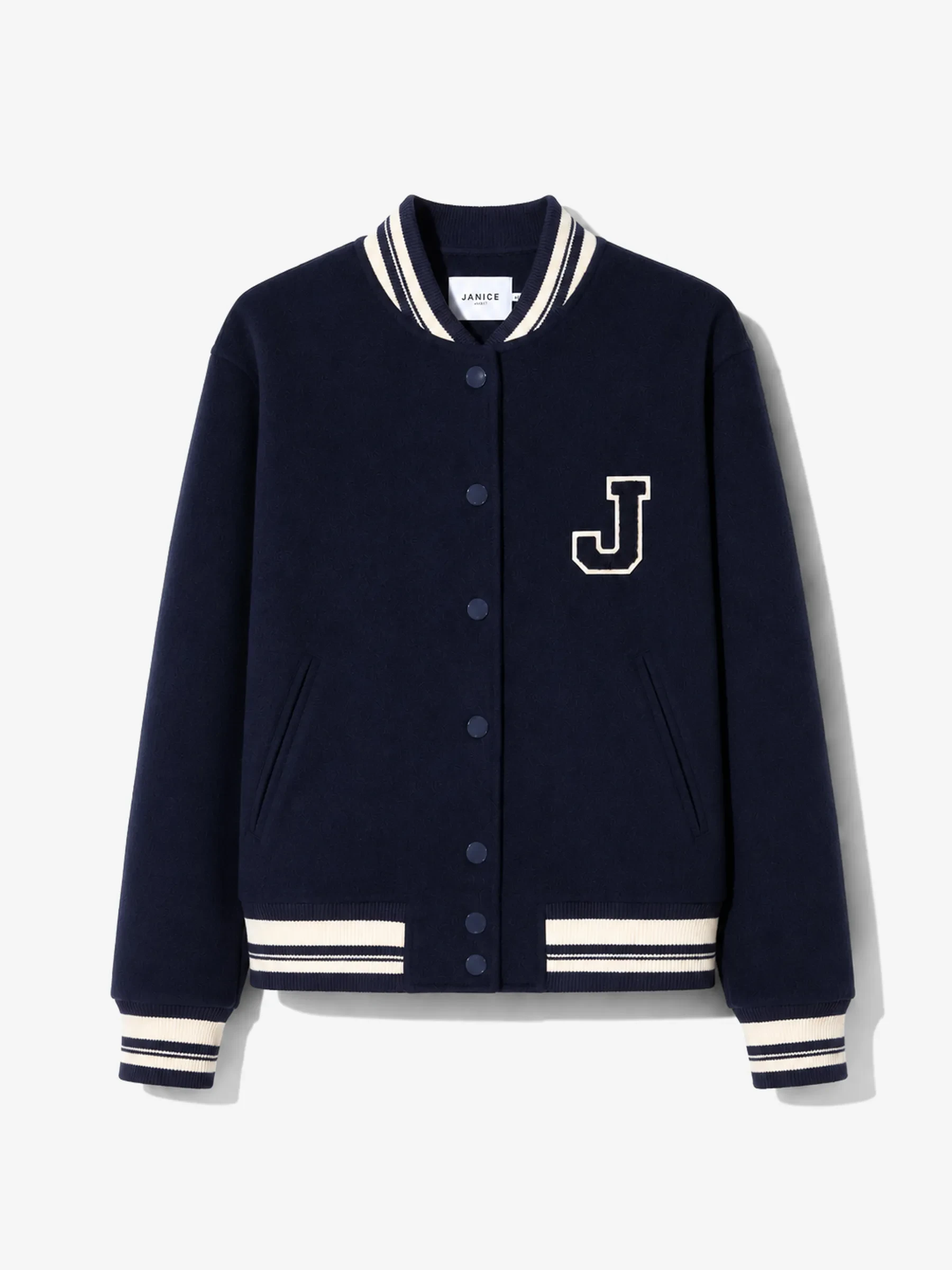 Cashmere Bomberjack Dames Double Faced Beige Collin Navy Blauw