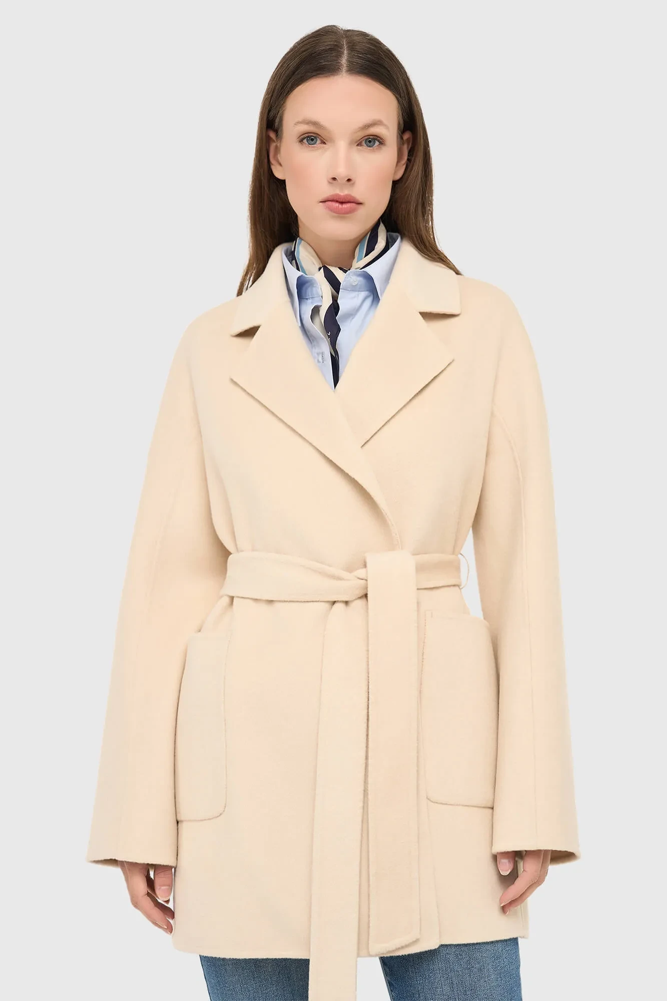 Cashmere Dames Jas Double Face Calvin Beige