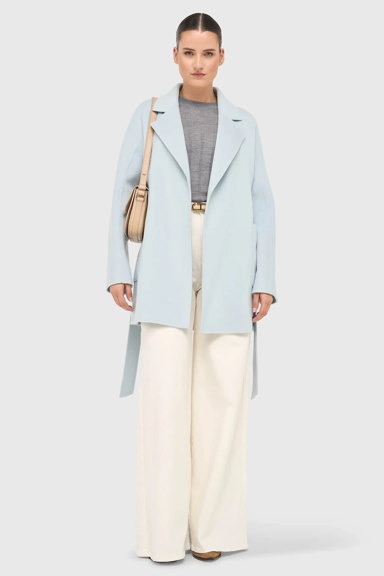 Cashmere Dames Jas Double Face Calvin Blauw