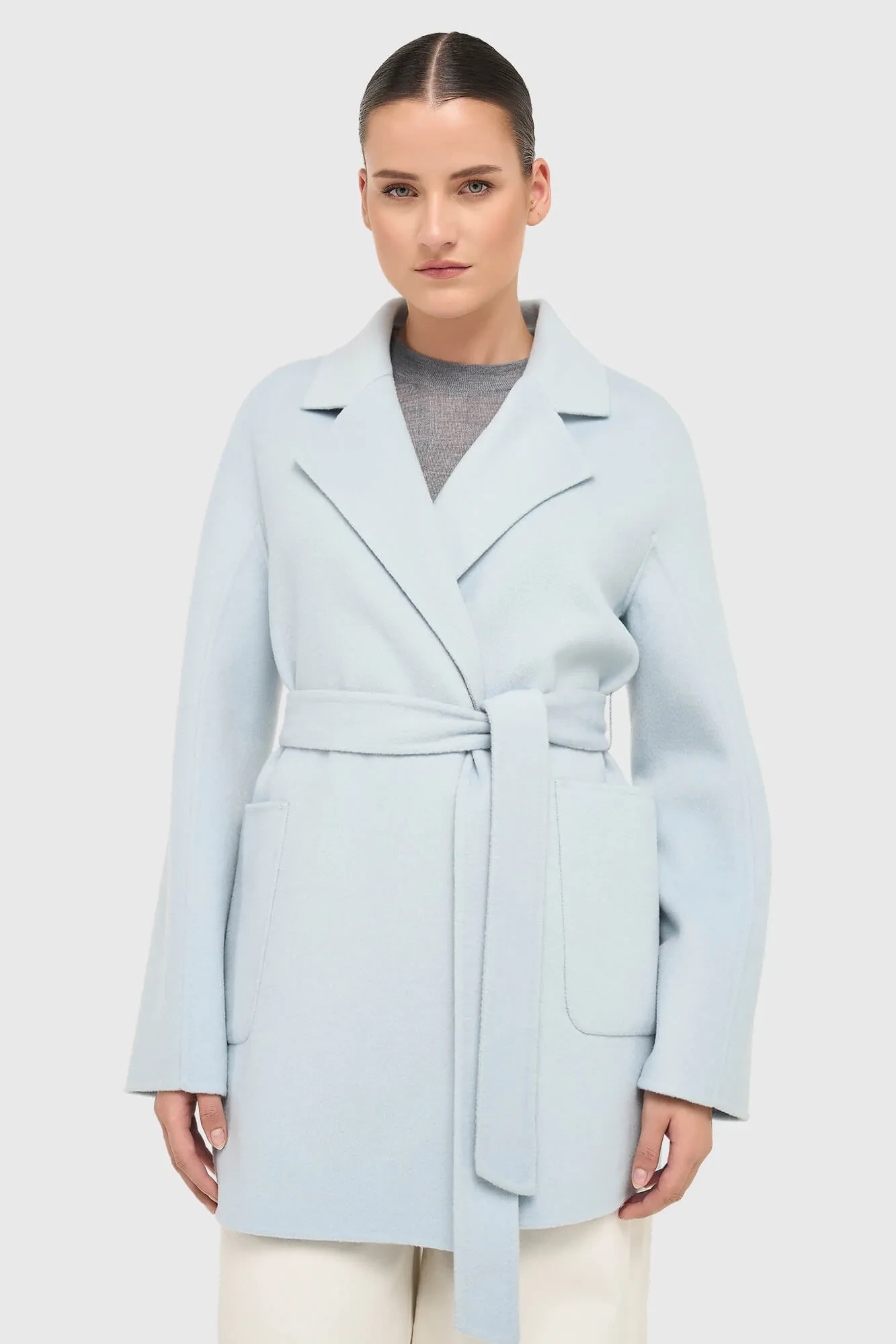 Cashmere Dames Jas Double Face Calvin Blauw
