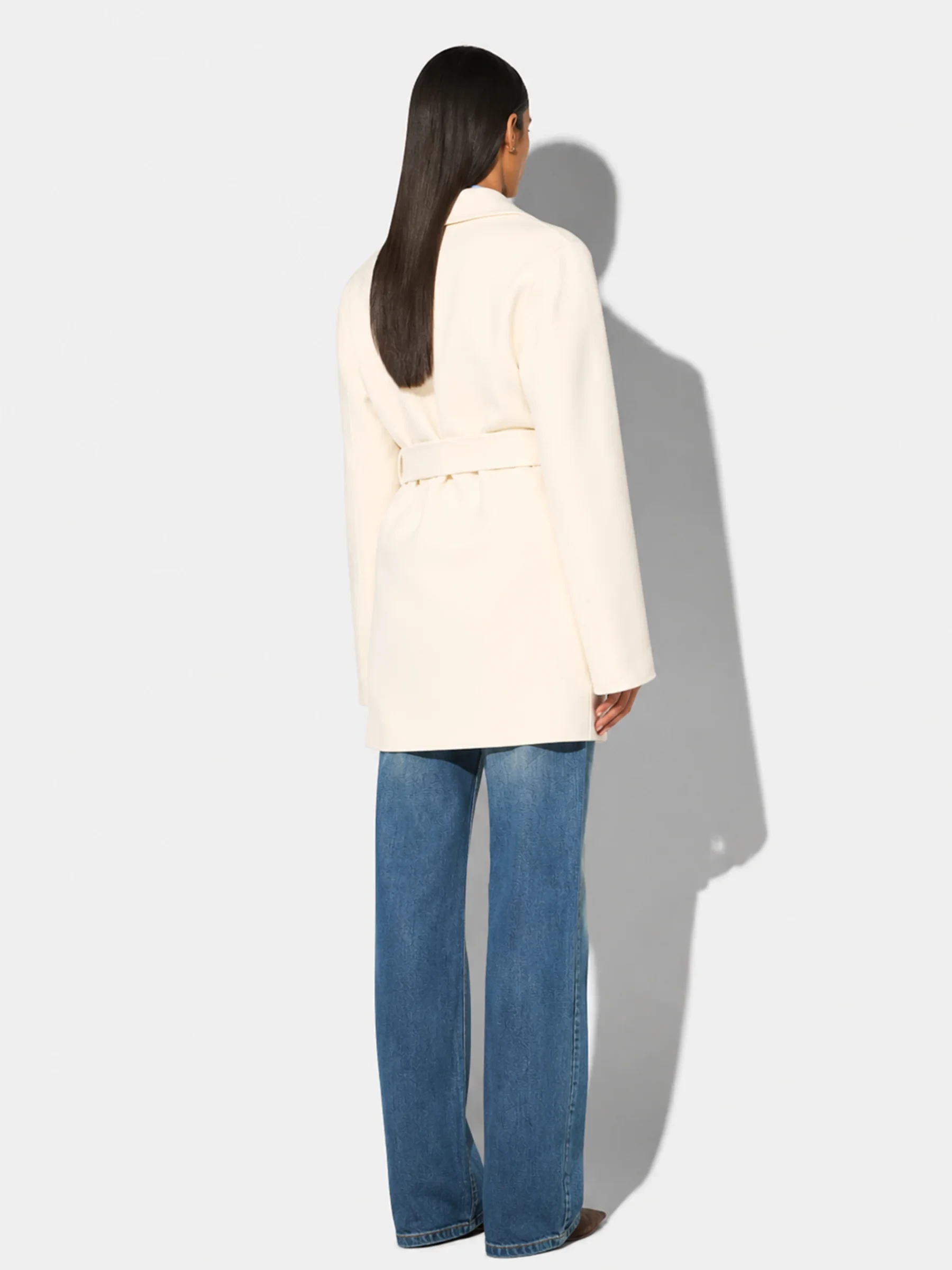 Cashmere Dames Jas Double Face Calvin Off White