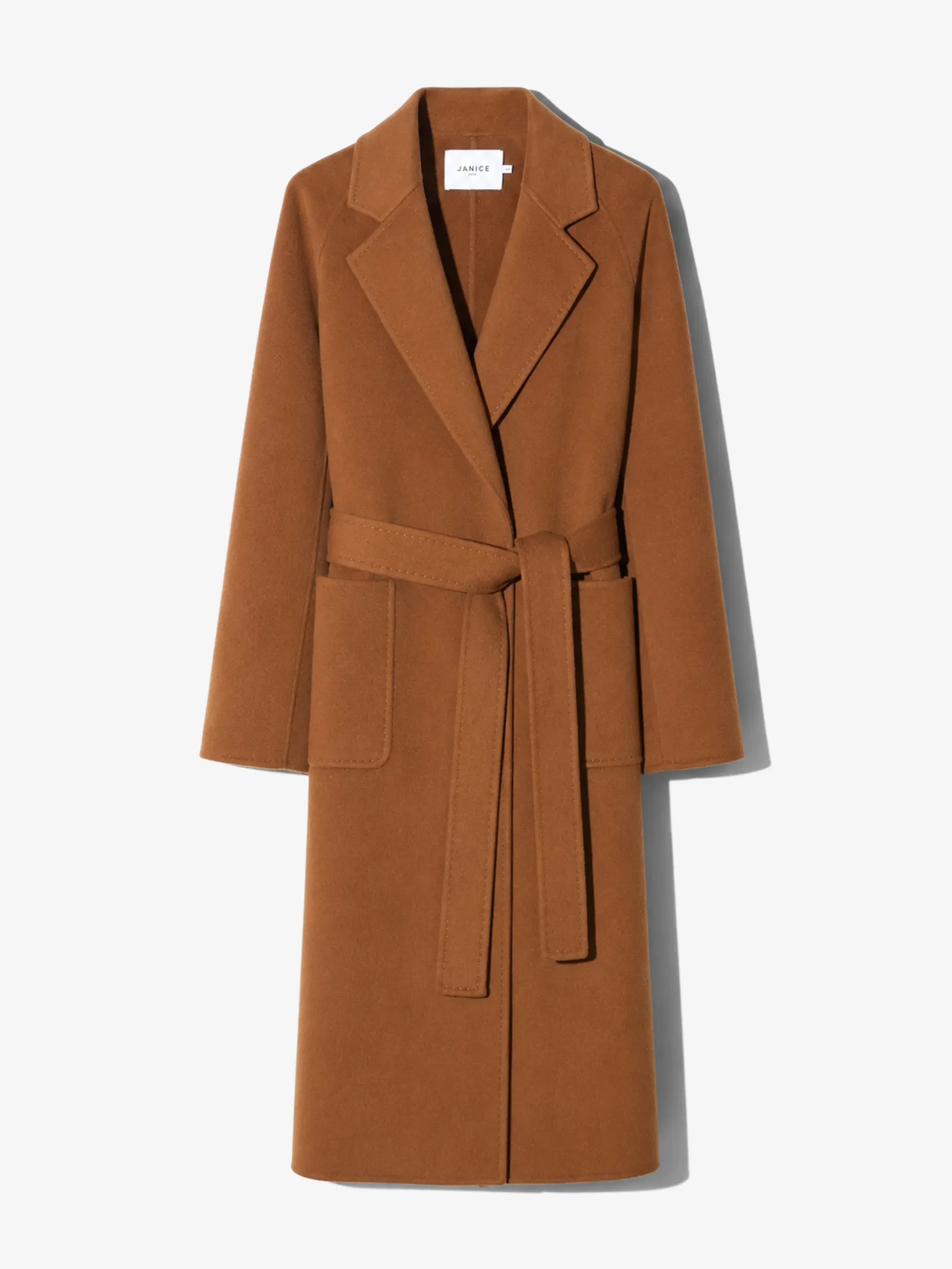 Cashmere Dames Jas Lang Double Face Jules Tabacco