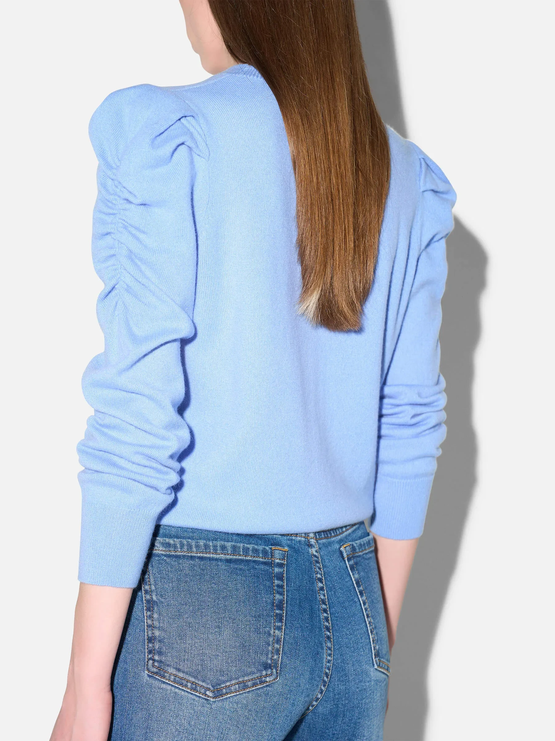 Cashmere Dames Trui Pofmouw Mave Licht Blauw