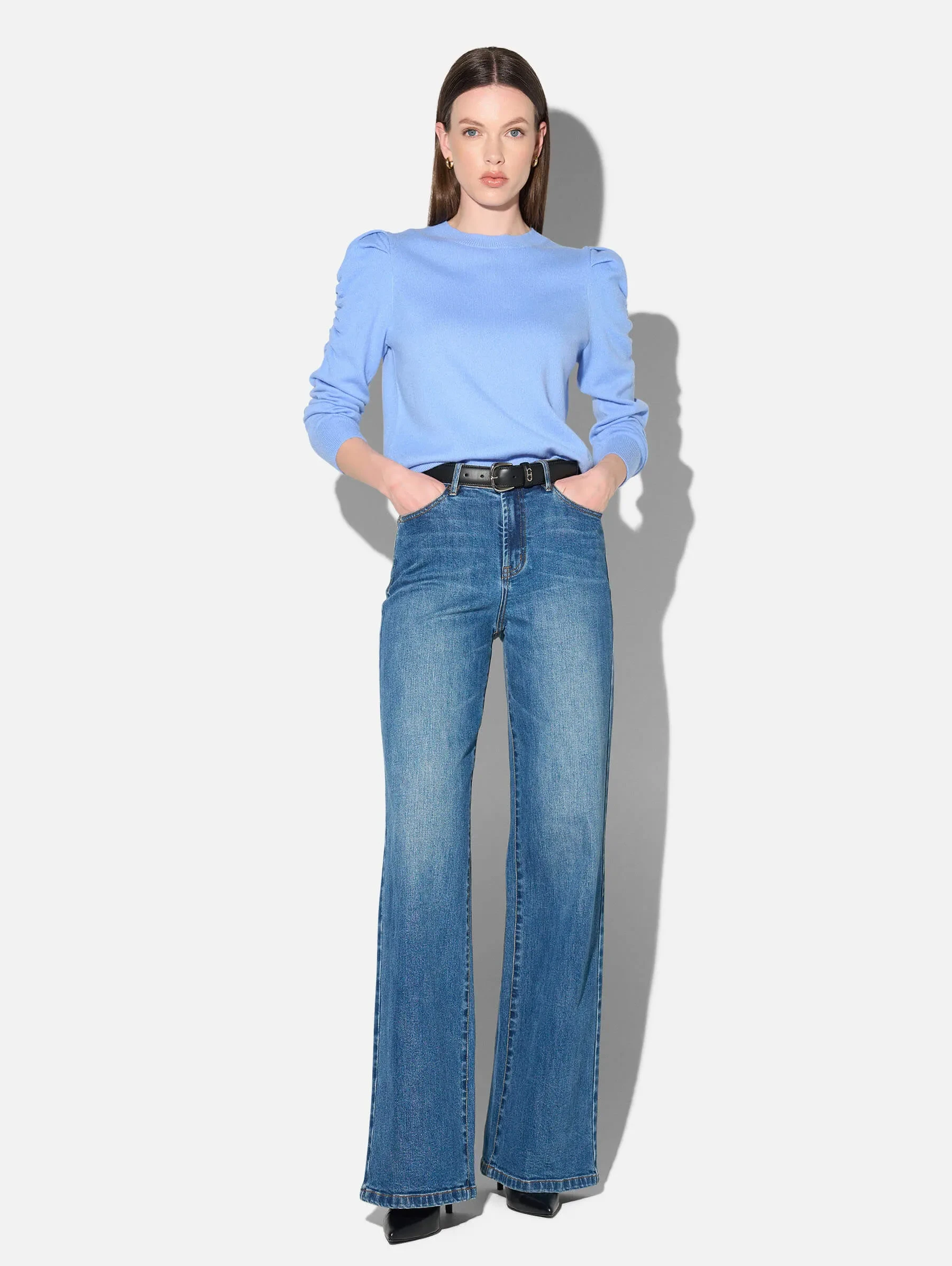 Cashmere Dames Trui Pofmouw Mave Licht Blauw