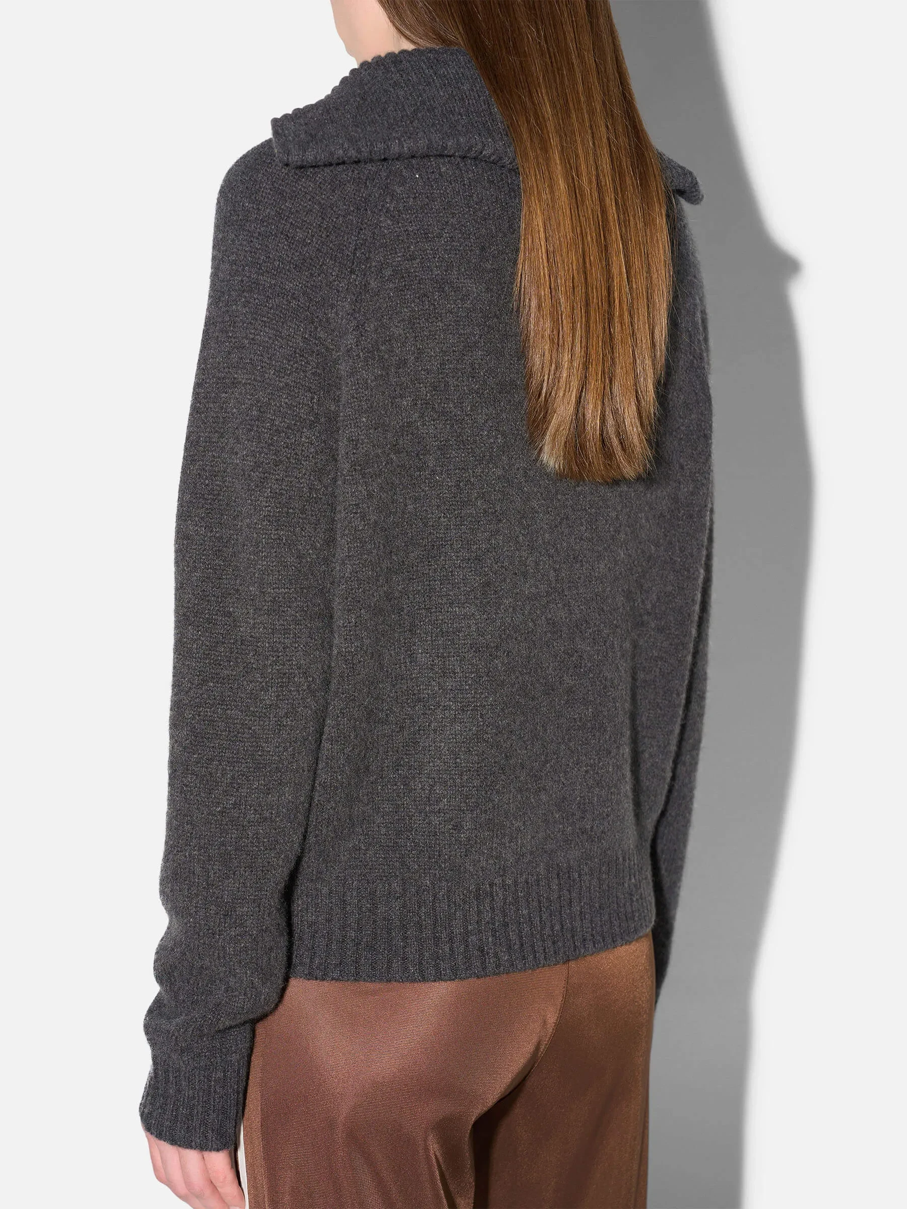 Cashmere Dames Trui Grijs Rits Yonas