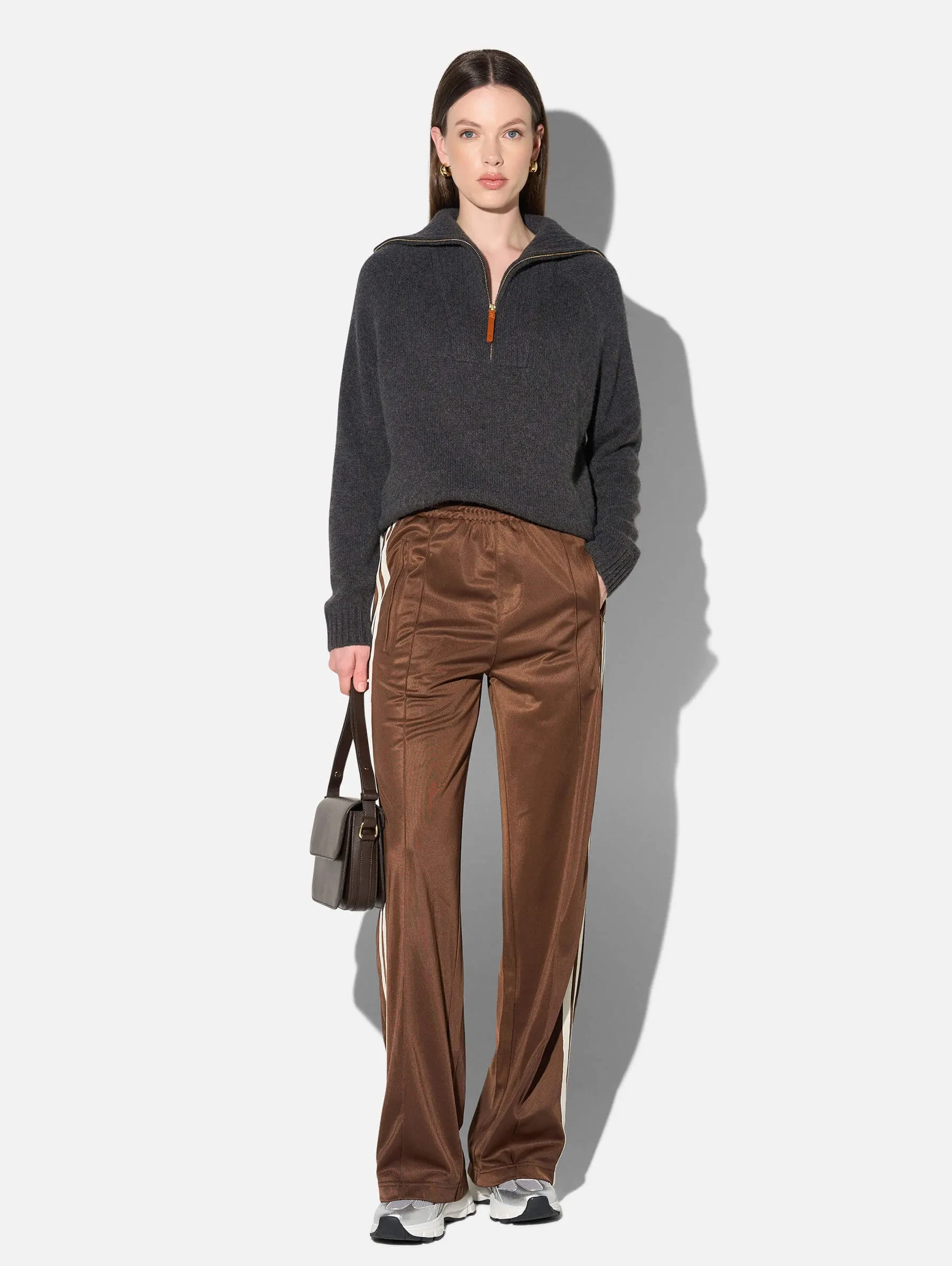 Cashmere Dames Trui Grijs Rits Yonas
