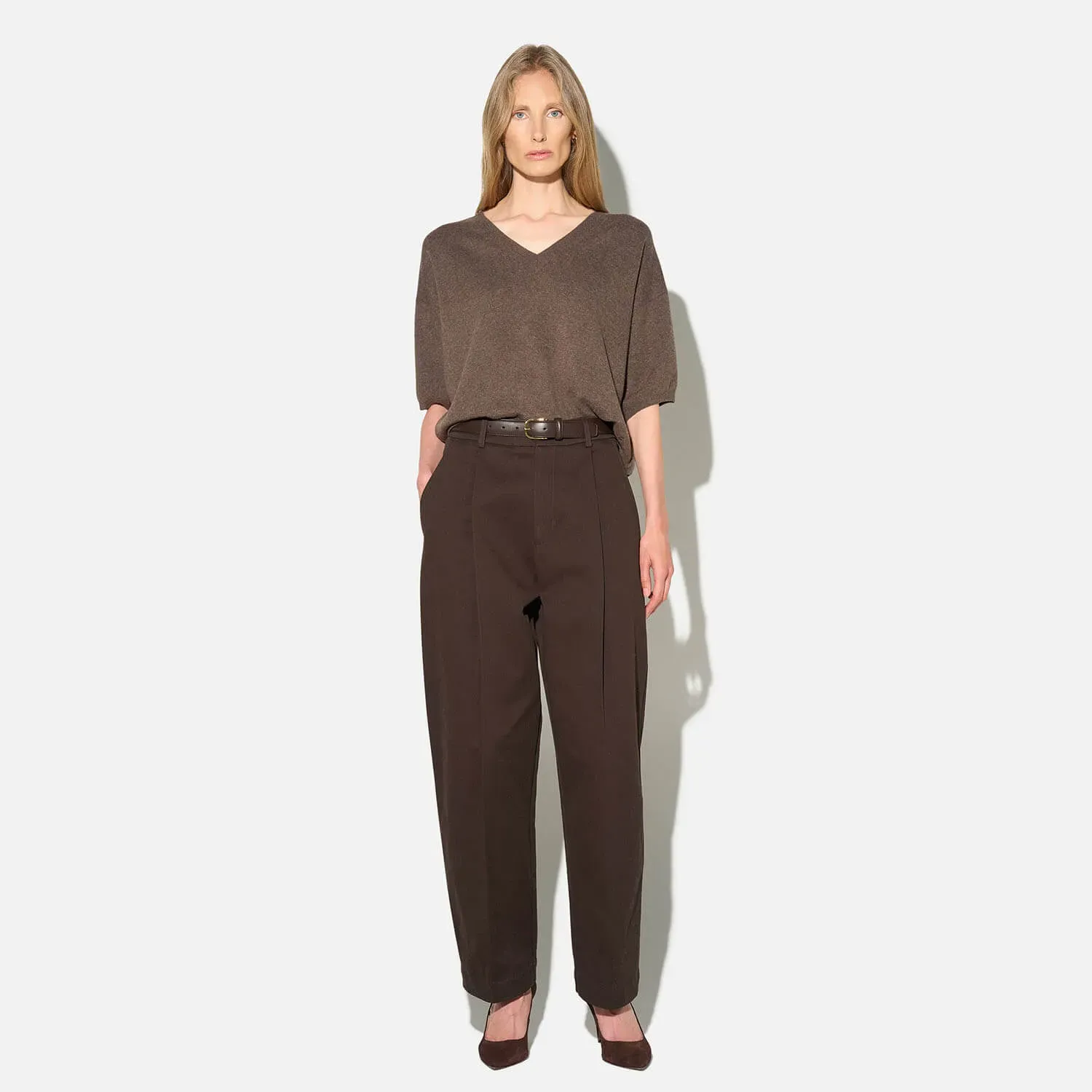 Cashmere Dames Trui V Hals Romeo Bruin