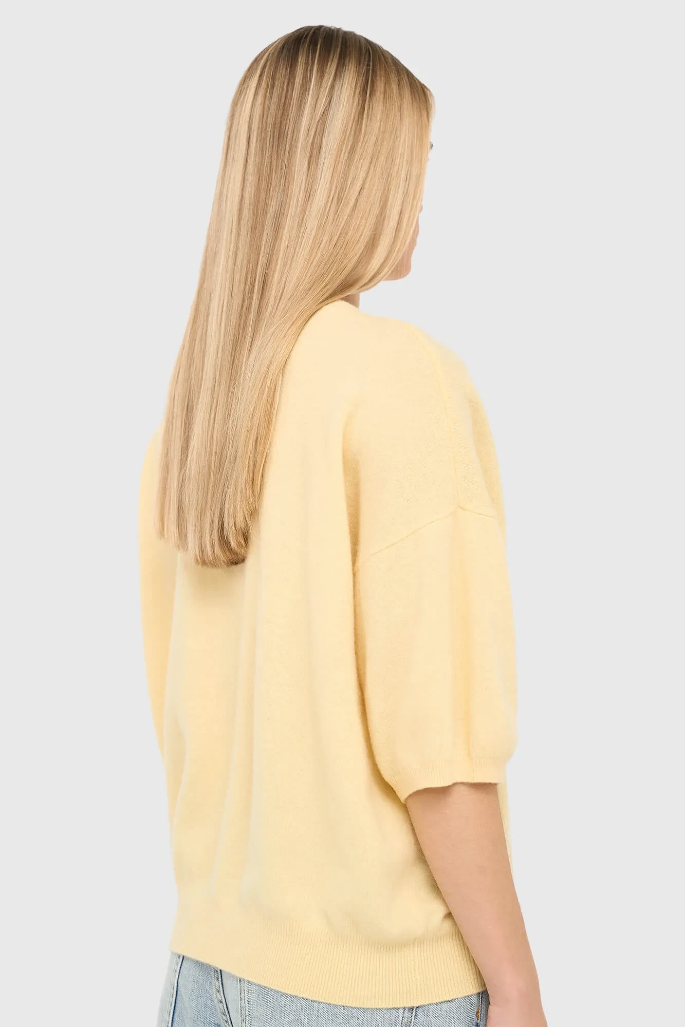 Cashmere Dames Trui V Hals Romeo Geel