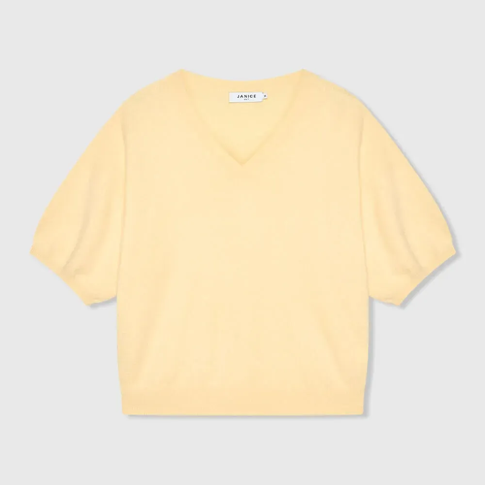 Cashmere Dames Trui V Hals Romeo Geel
