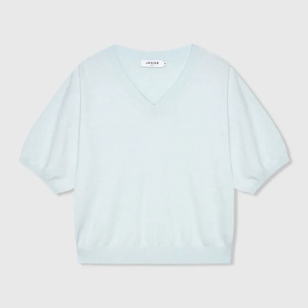 Cashmere Dames Trui V Hals Romeo Licht Blauw