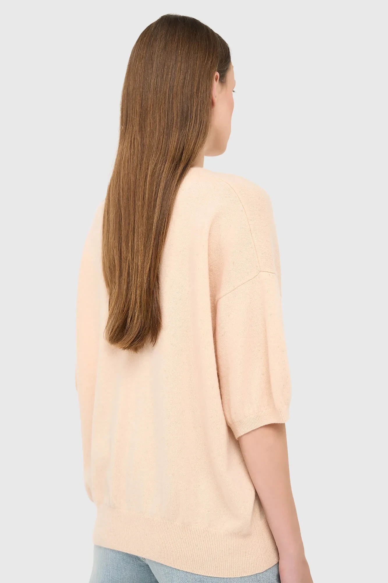 Cashmere Dames Trui V Hals Romeo Peach Lurex