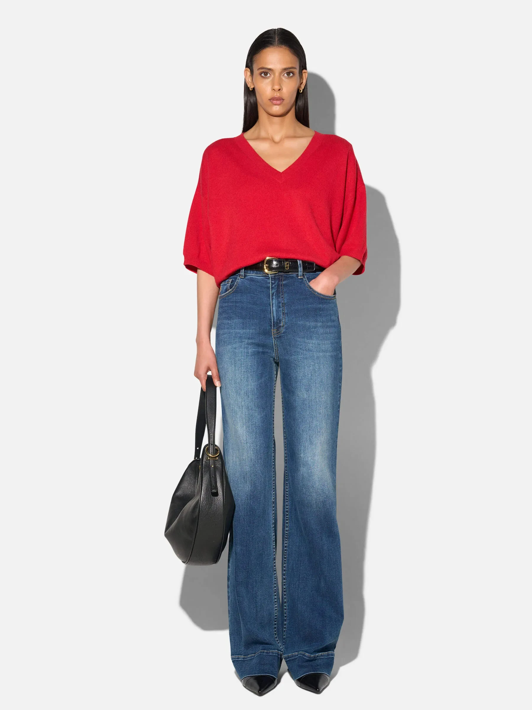 Cashmere Dames Trui V Hals Romeo Rood
