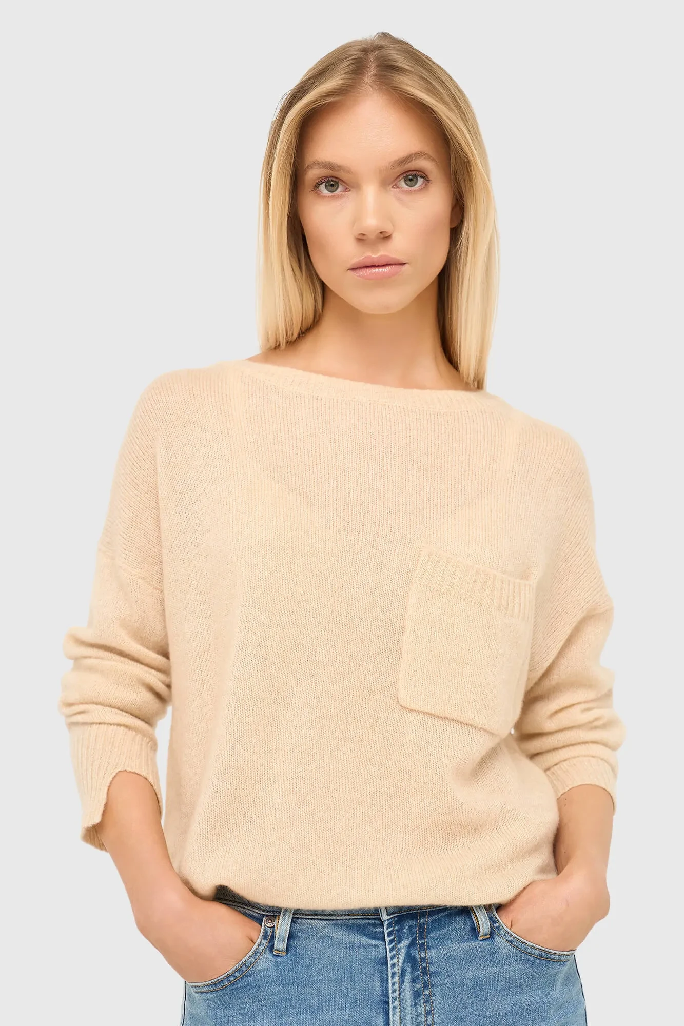 Cashmere Dames Trui Wijde Hals Dayton Beige