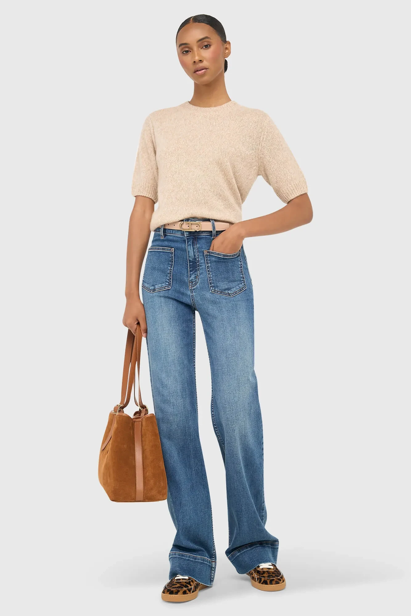 Cashmere Dames Truitje Korte Mouw Beige Eloi