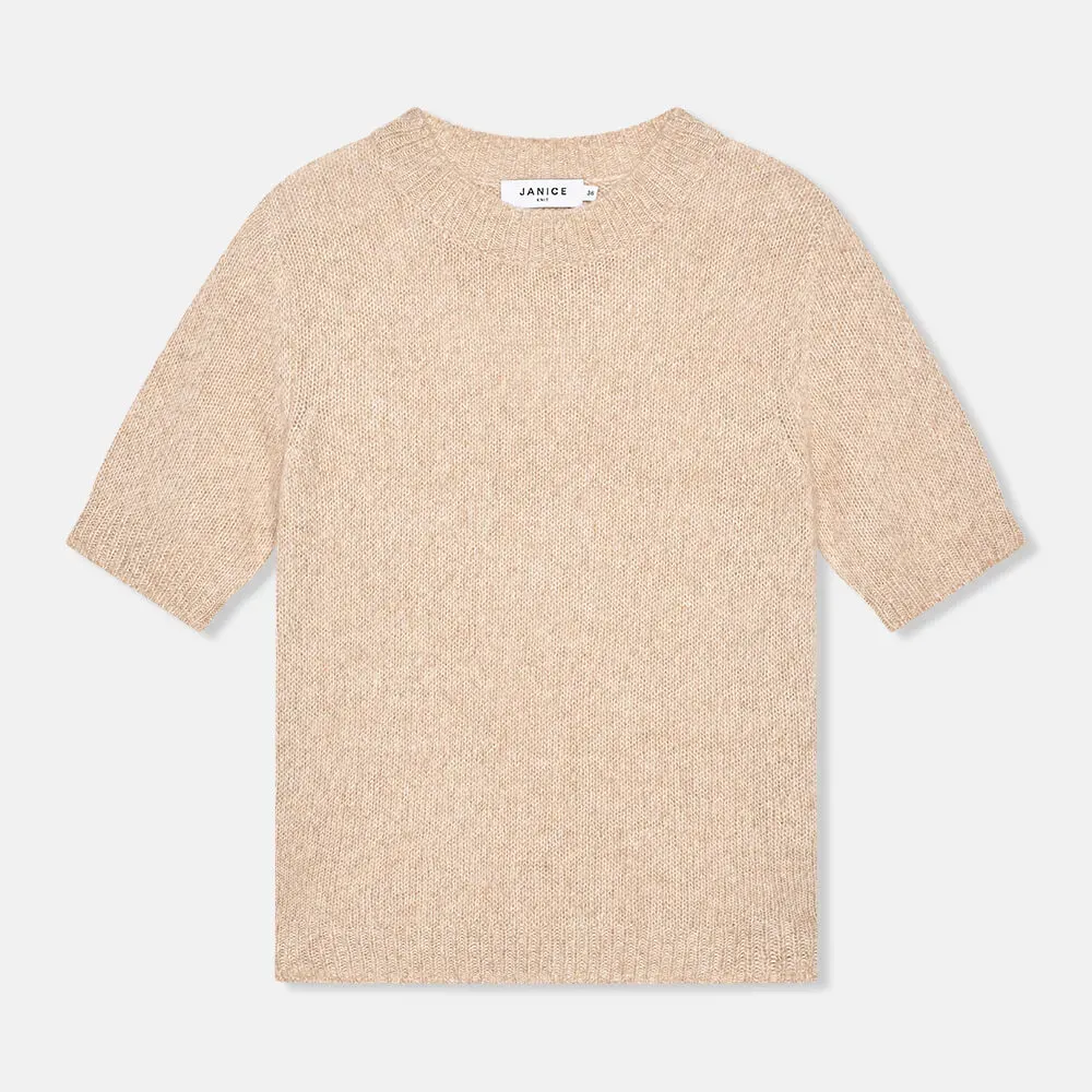 Cashmere Dames Truitje Korte Mouw Beige Eloi