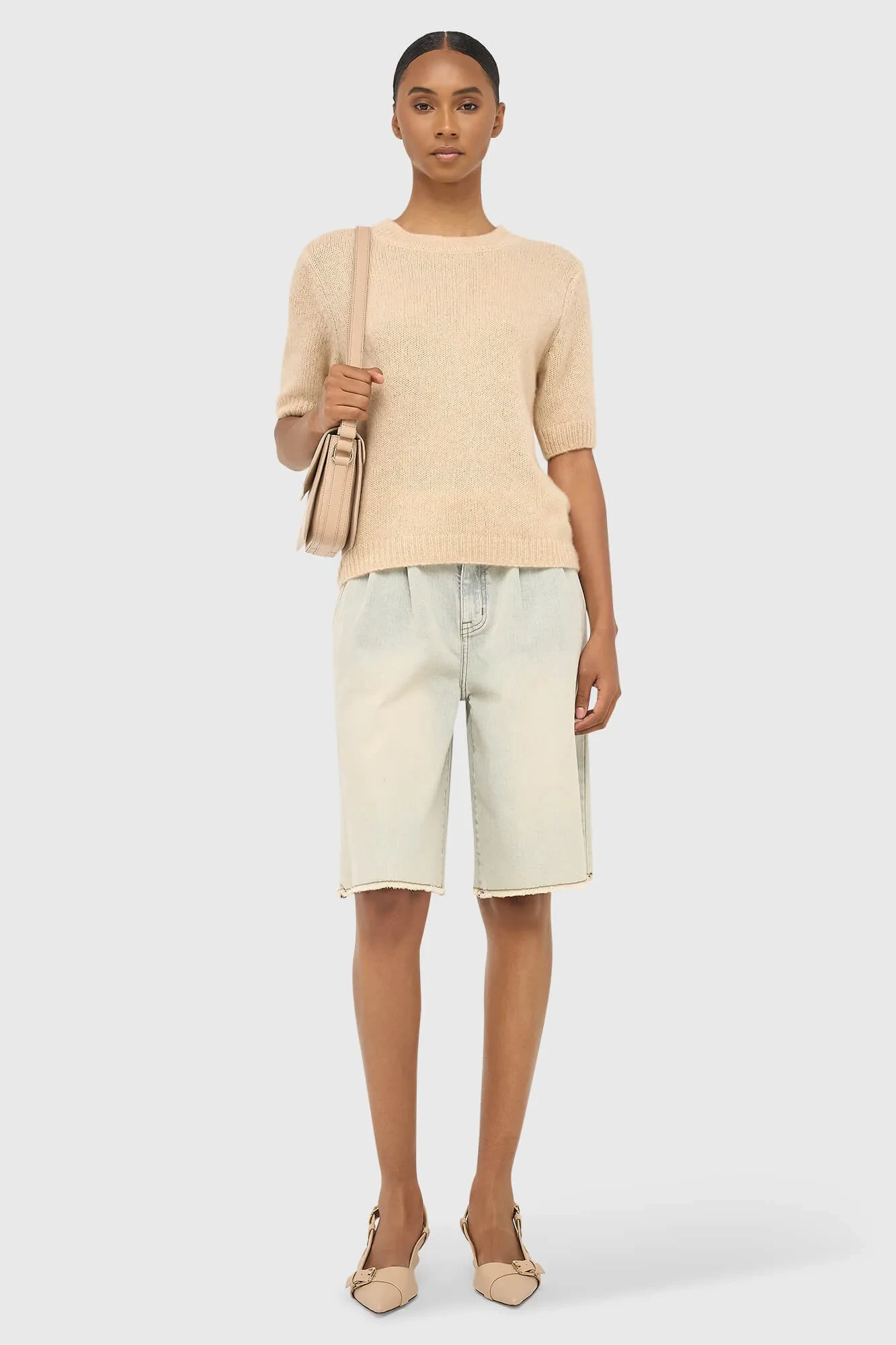 Cashmere Dames Truitje Korte Mouw Creme Eloi