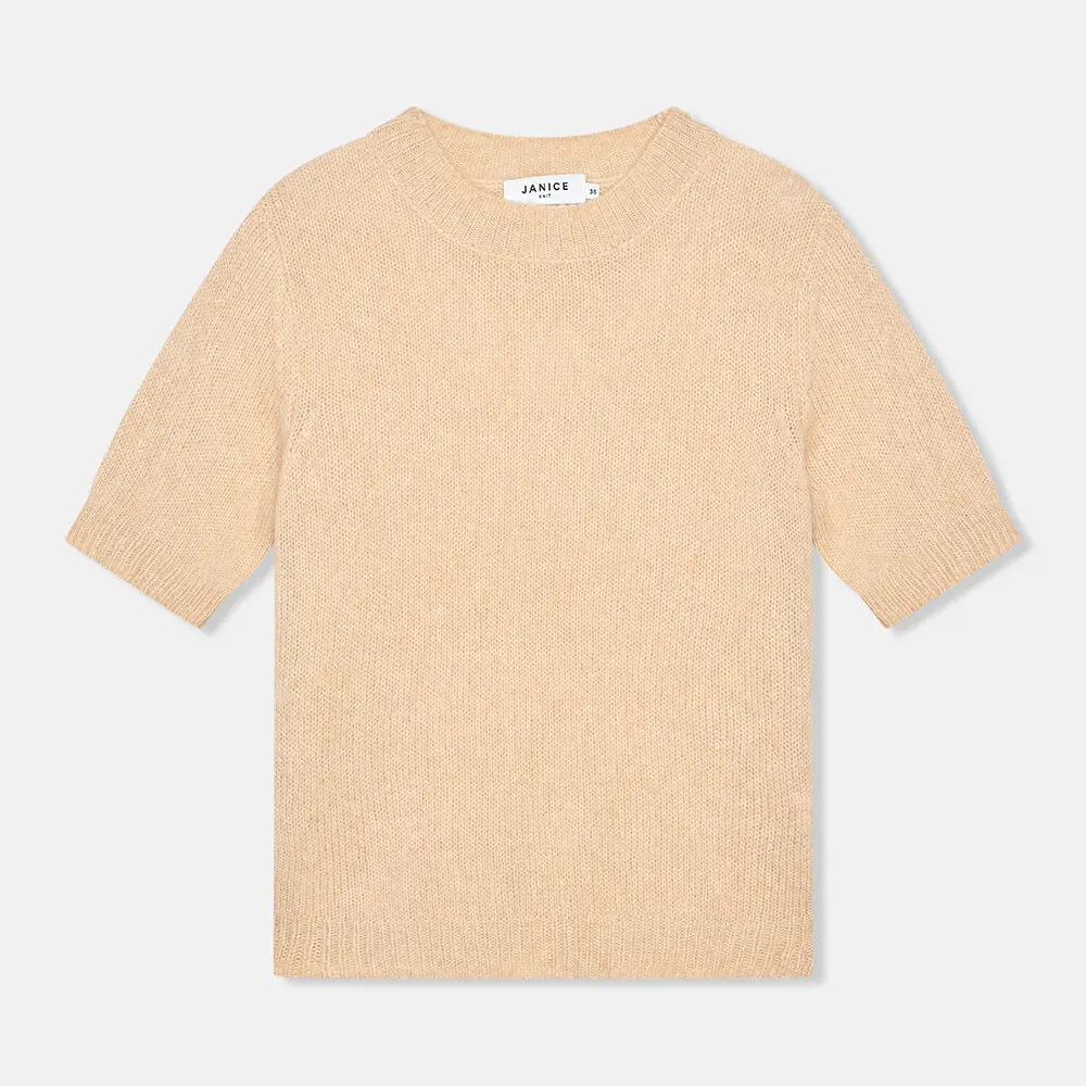 Cashmere Dames Truitje Korte Mouw Creme Eloi
