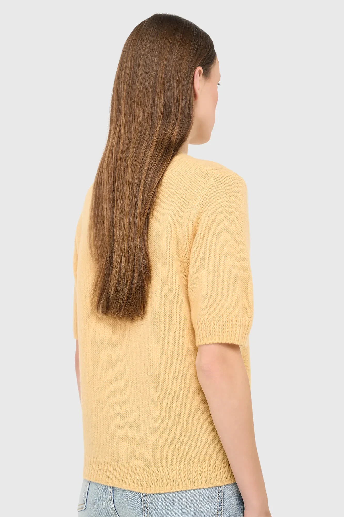Cashmere Dames Truitje Korte Mouw Geel Eloi