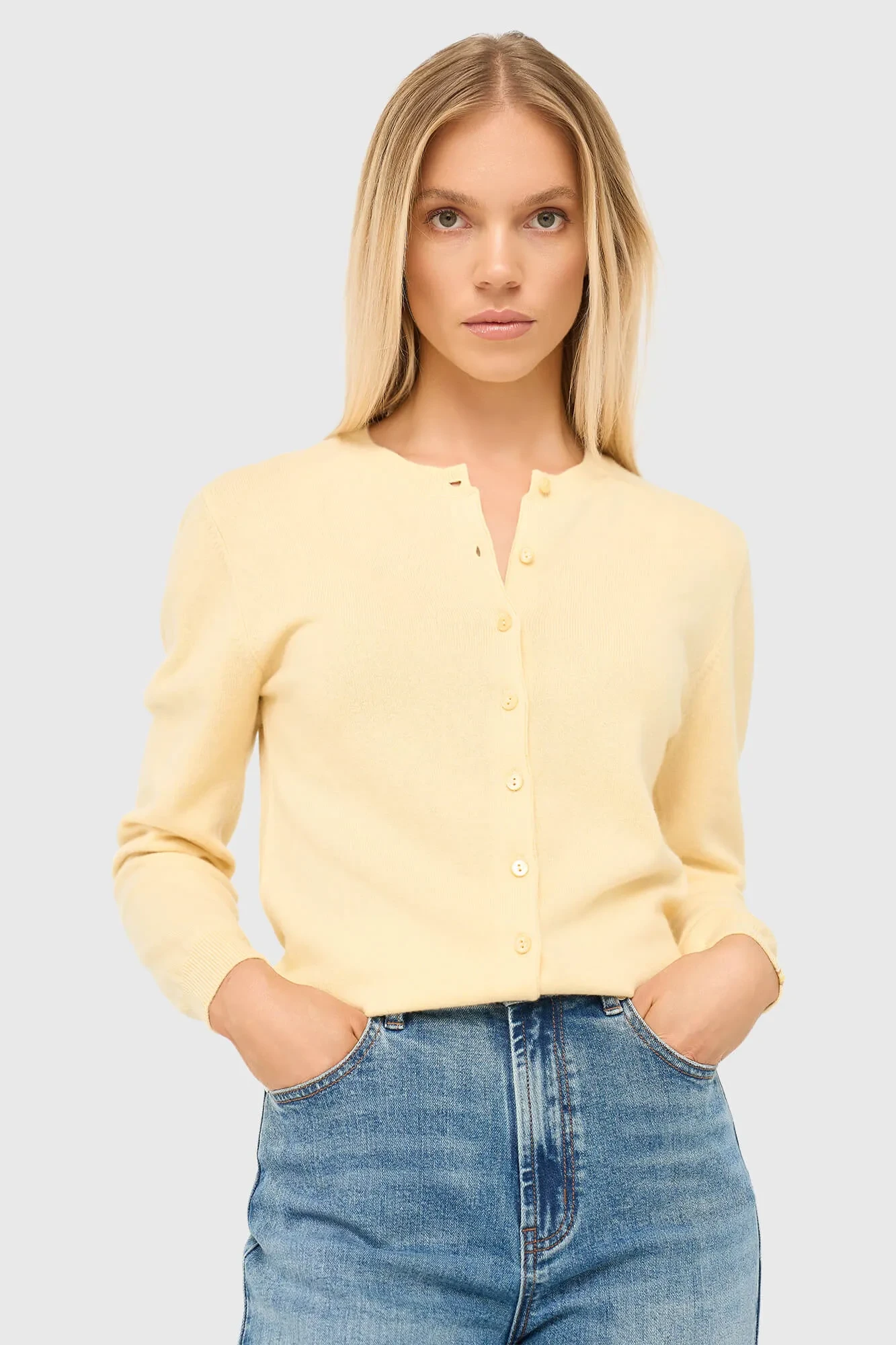 Cashmere Dames Vest Geel Lucas