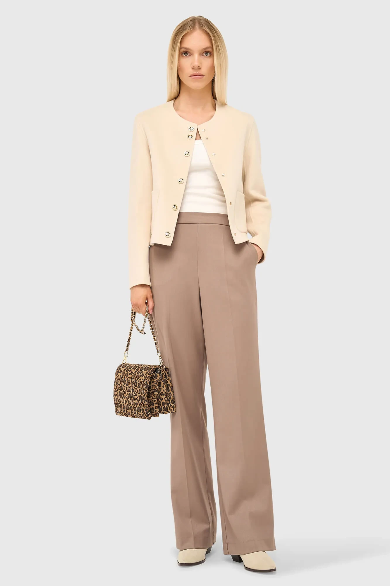 Cashmere Dames Jas Kort Vince Double Face Beige