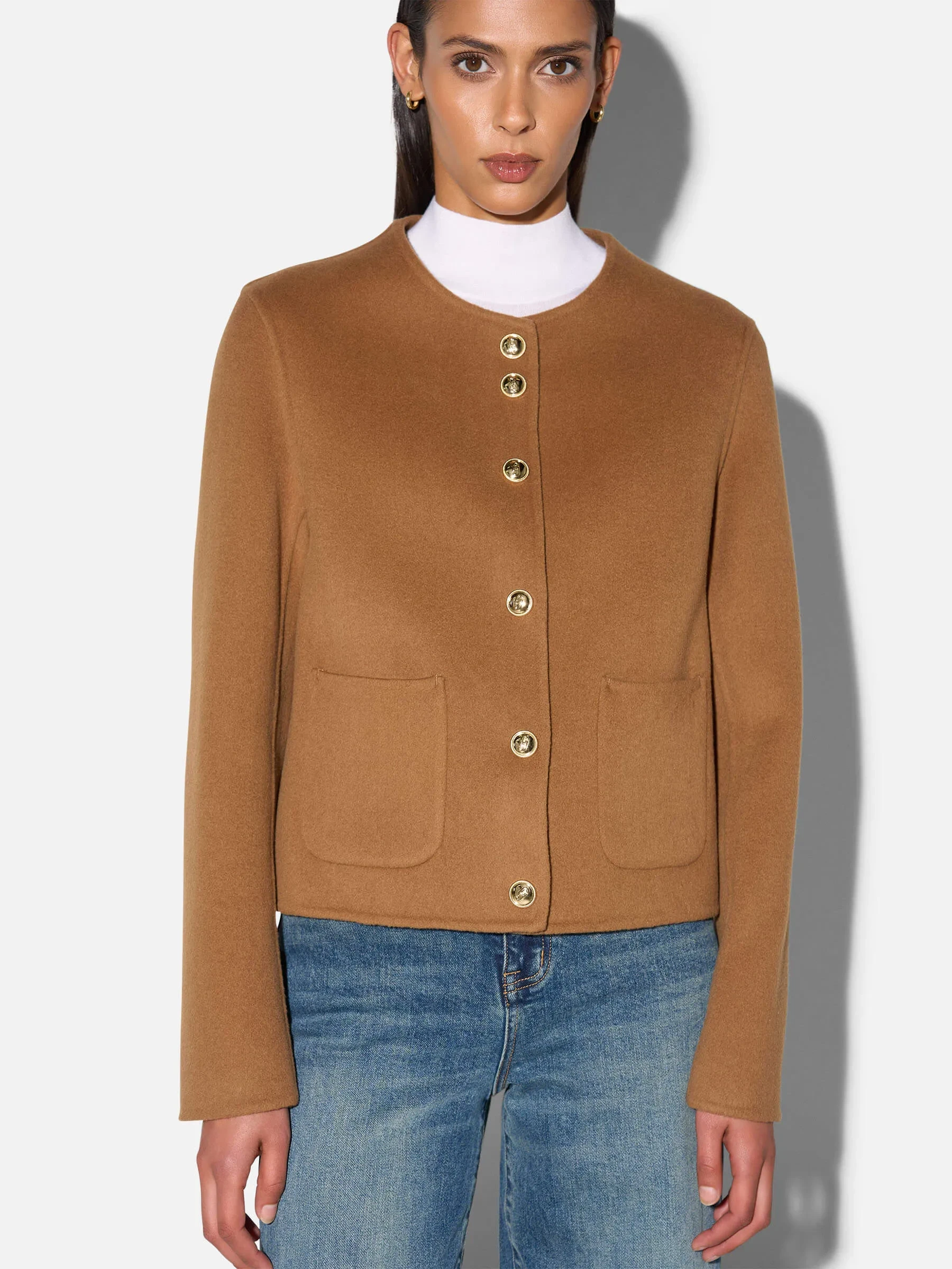 Cashmere Jack Dames Kort Vince Double Face Cognac