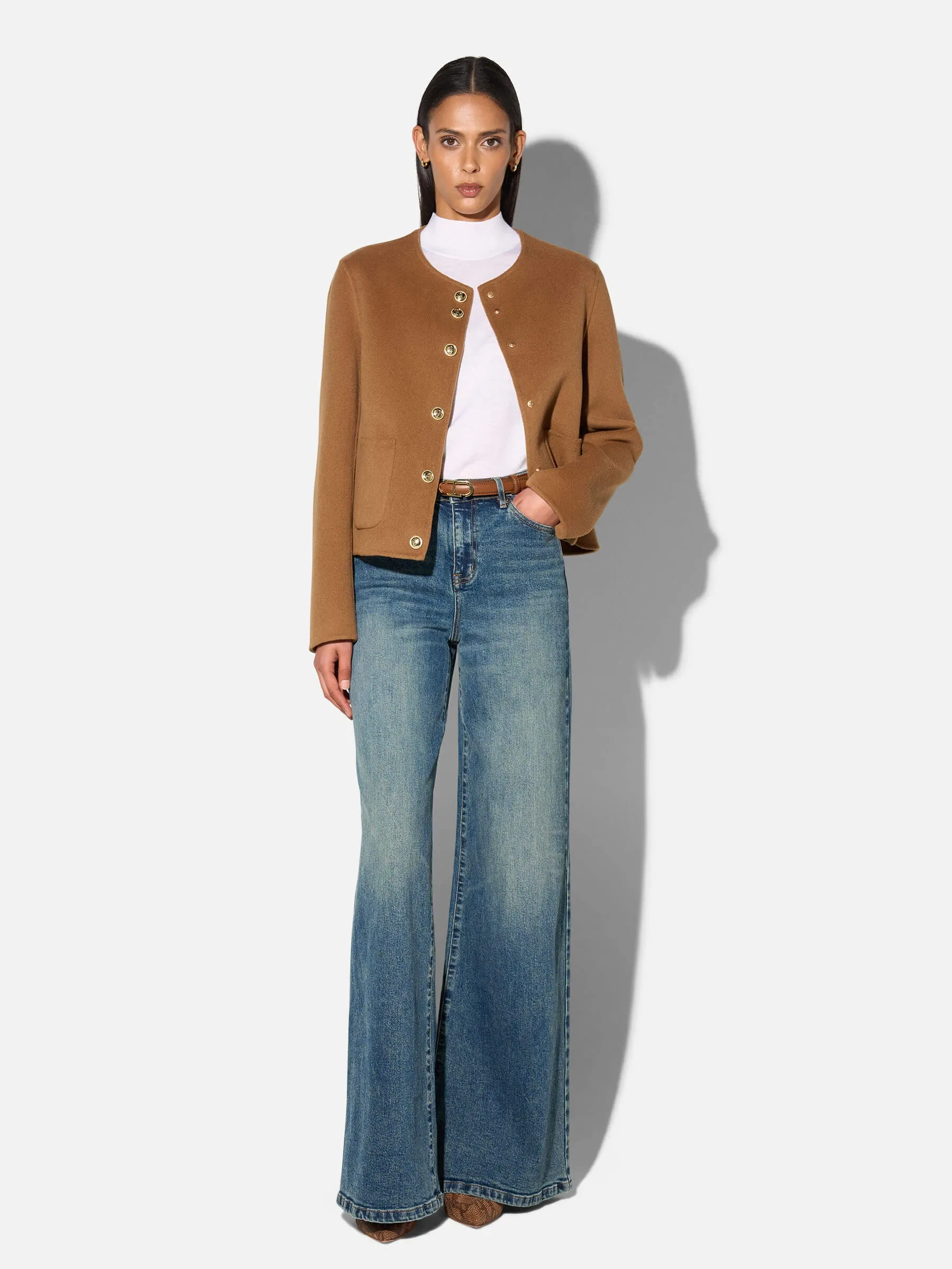 Cashmere Jack Dames Kort Vince Double Face Cognac