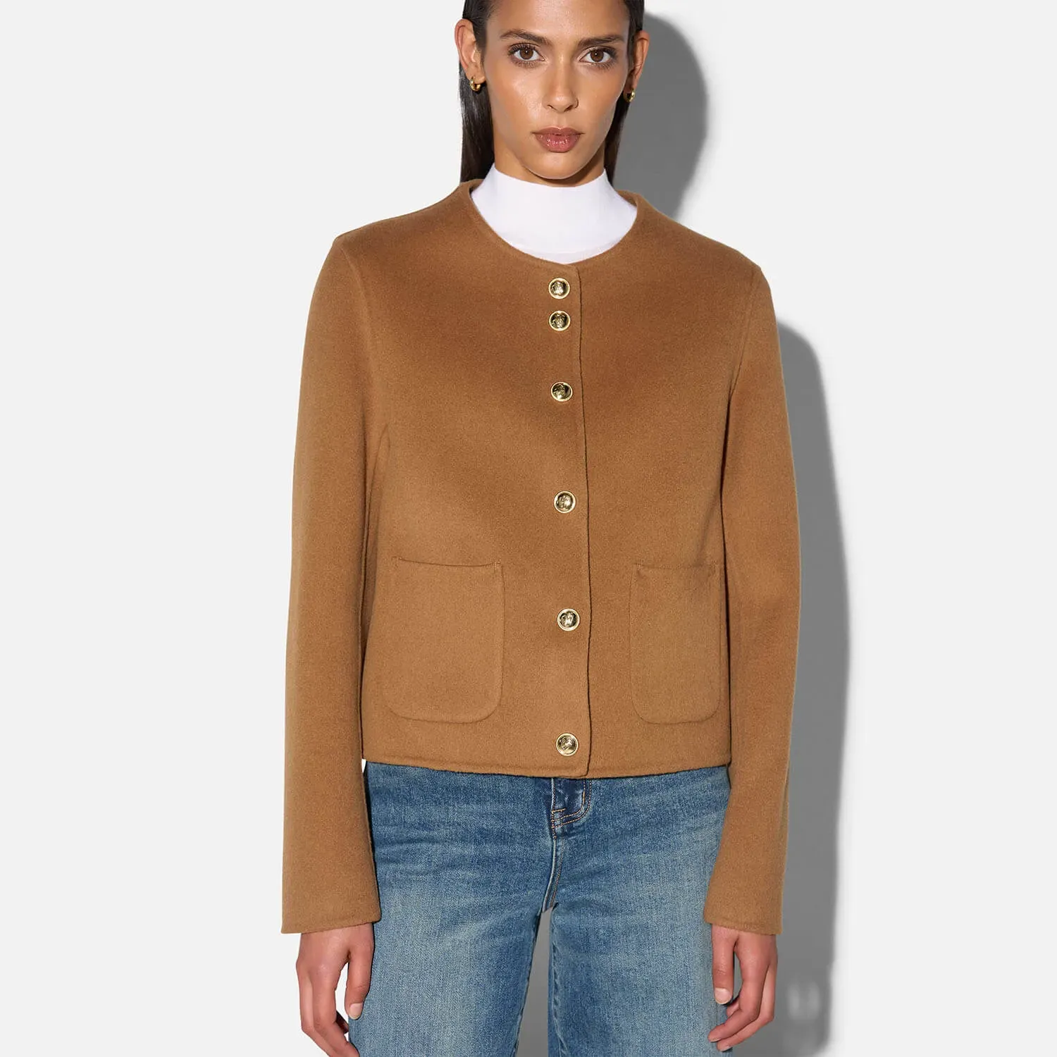 Cashmere Jack Dames Kort Vince Double Face Cognac
