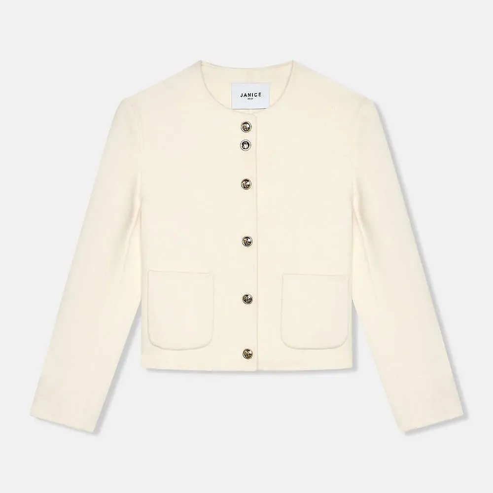 Cashmere Jas Dames Kort Vince Double Face Off White