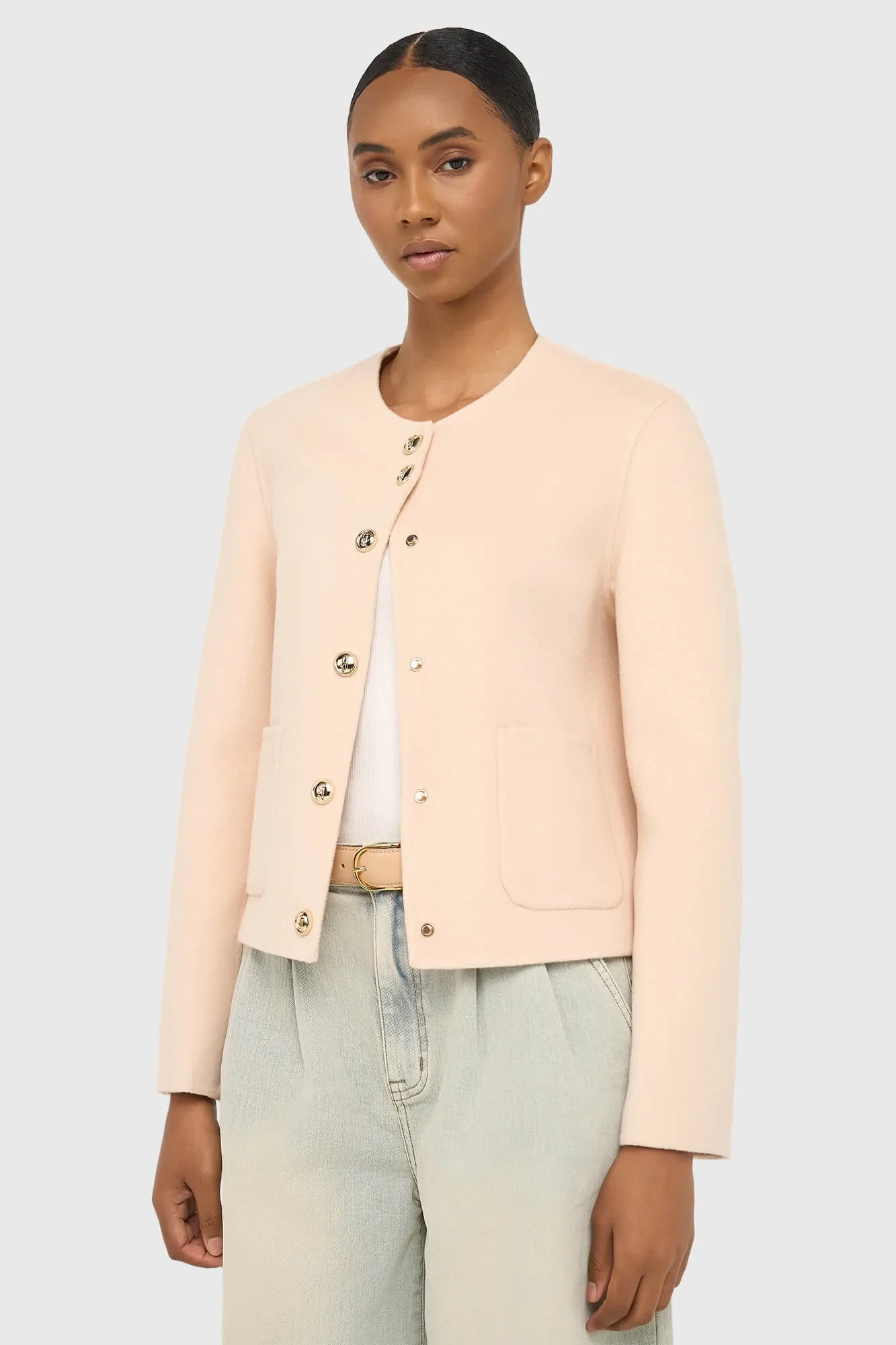 Cashmere Jas Dames Kort Vince Double Face Peach