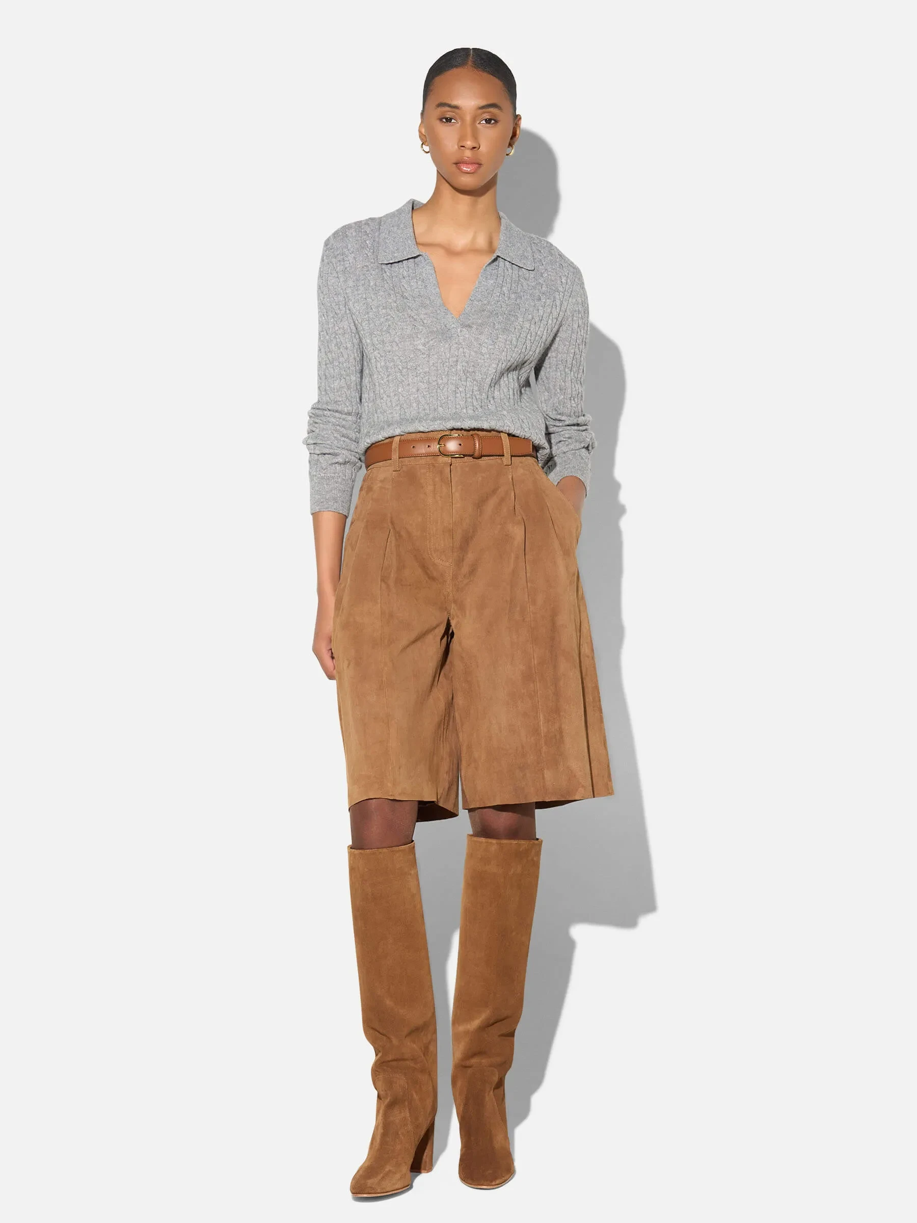Cashmere Kabel Trui Dames Pierre Grijs